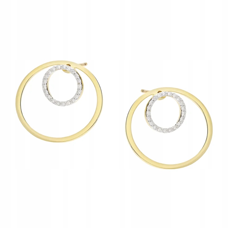 Zlaté náušnice kruhy, obroučky, s bílými zirkony, jako dárek 2,6g
