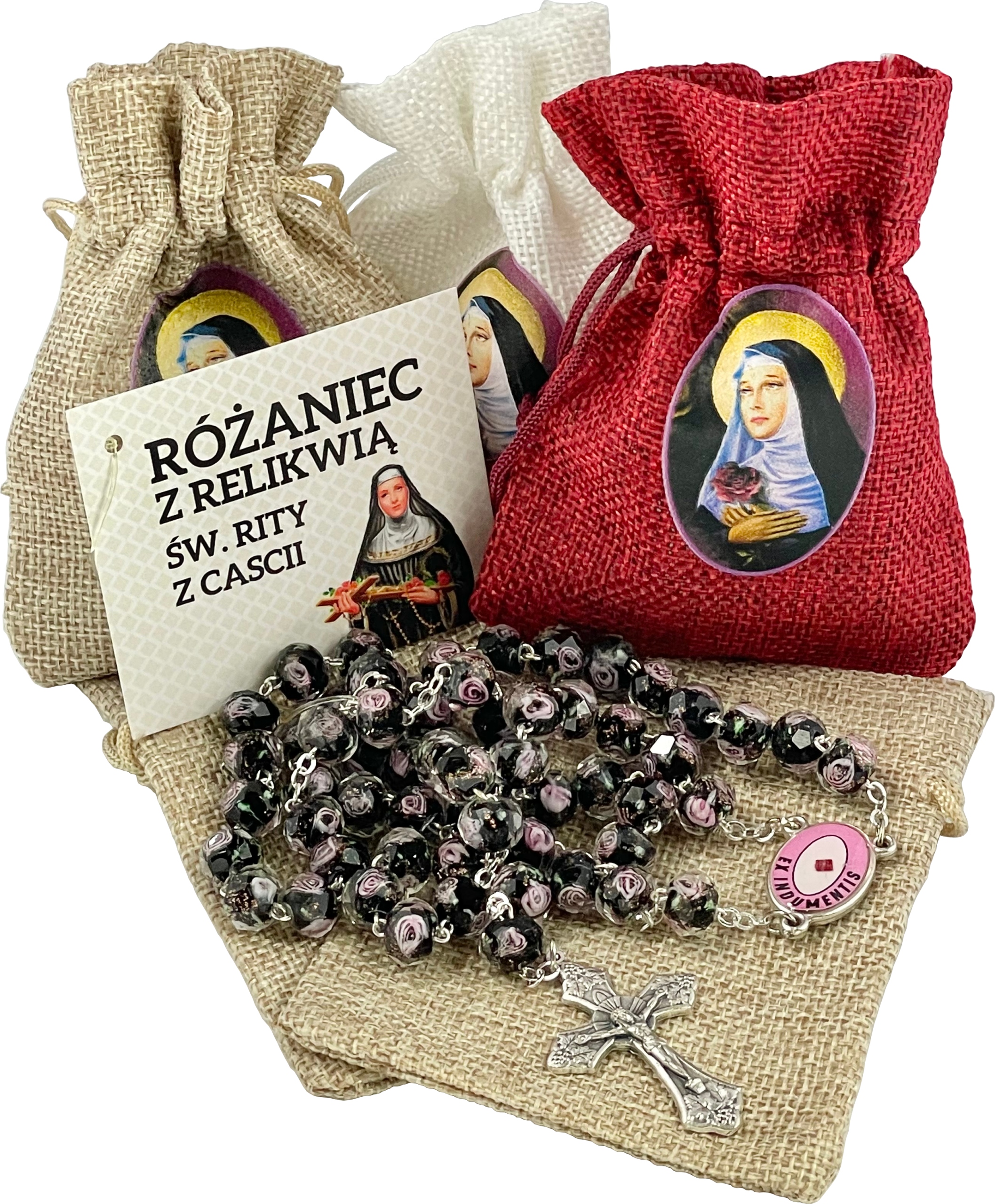 Růženec S Relikvií Svaté Rity Z Cascie Sklo Benátské Svátky Rita