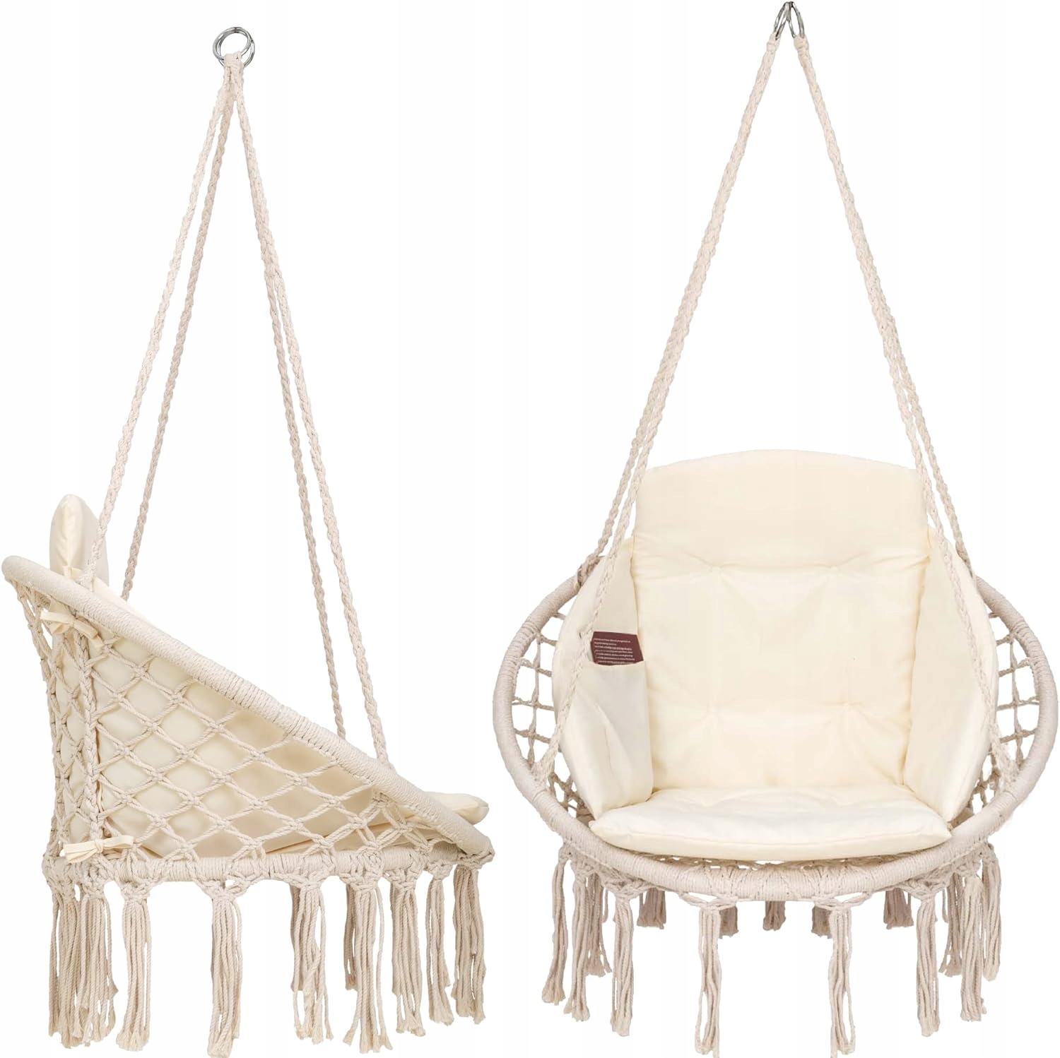 Závesná stolička s priemerom 80 cm do záhrady a na balkón, makramé