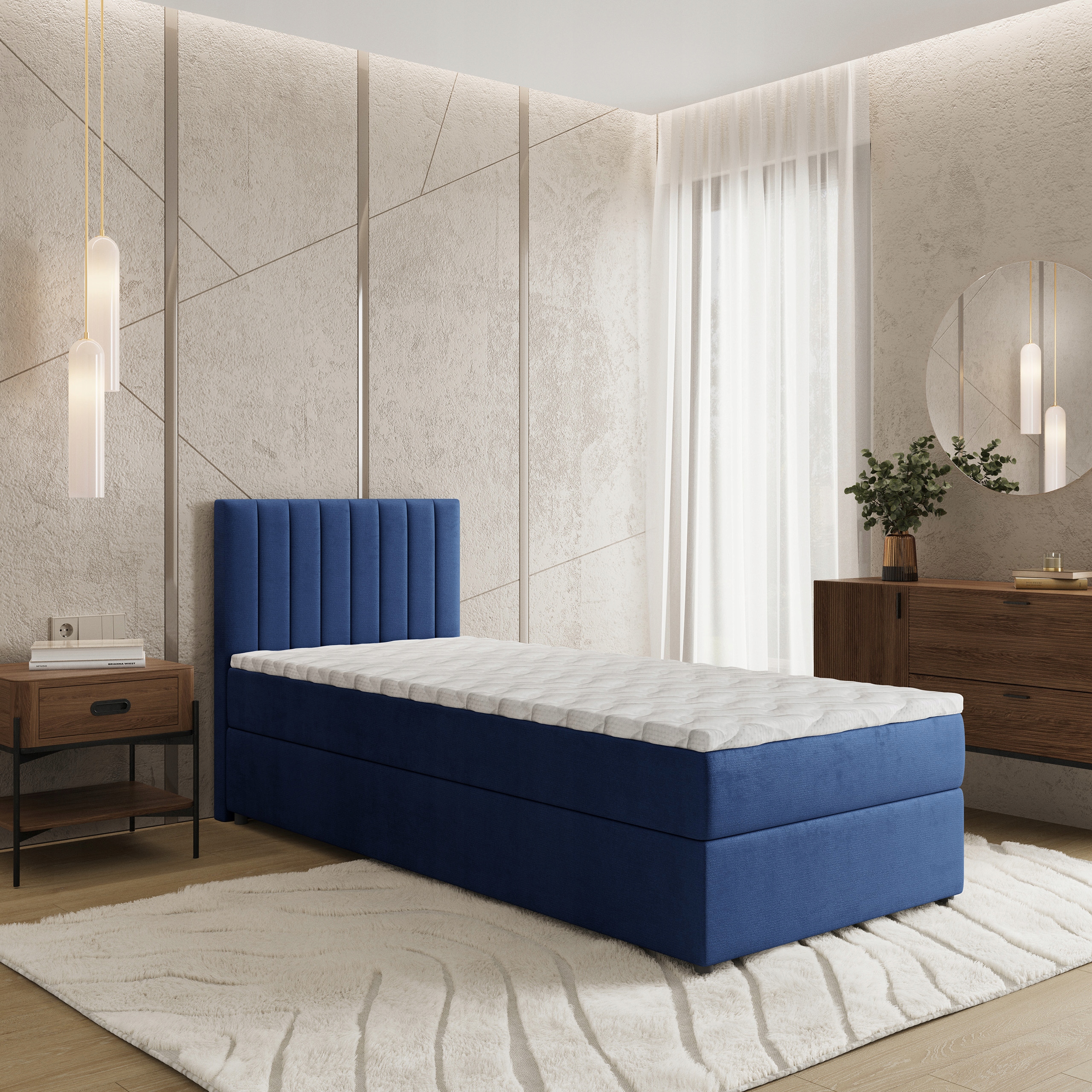 Samostatná postel Bresel 90 x 200 cm s matrací Komfortní modrá