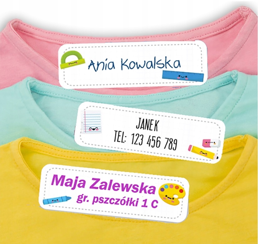 

50x Naprasowanki Metki Naklejki Imienne Imienniki