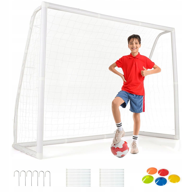 Fotbalová branka pro děti VX46314, síť 244 × 183 cm, rám z Pvc, bílá