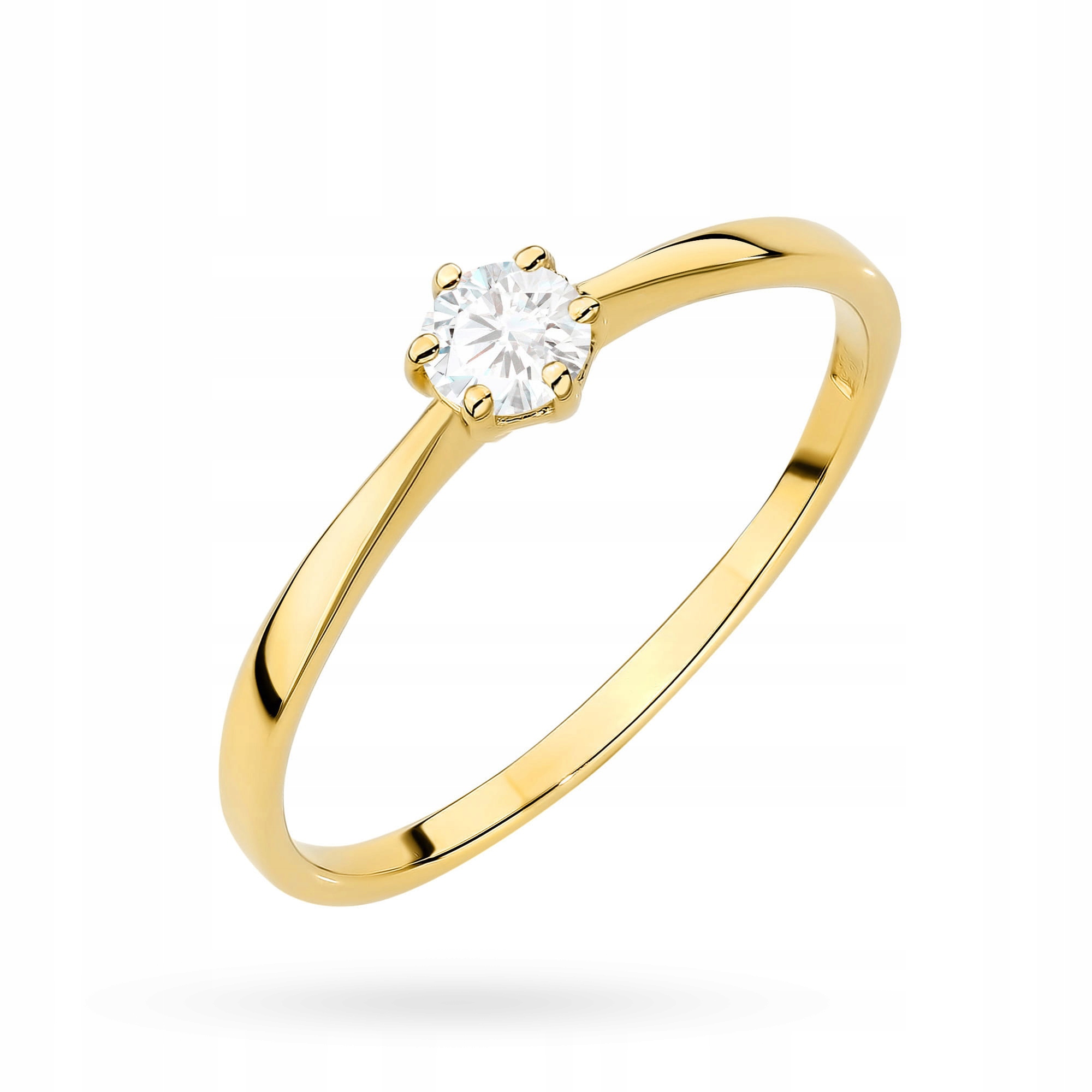 Klasyczny Złoty Pierścionek pr. 585 z Diamentem Laboratoryjnym 0,20ct 14k