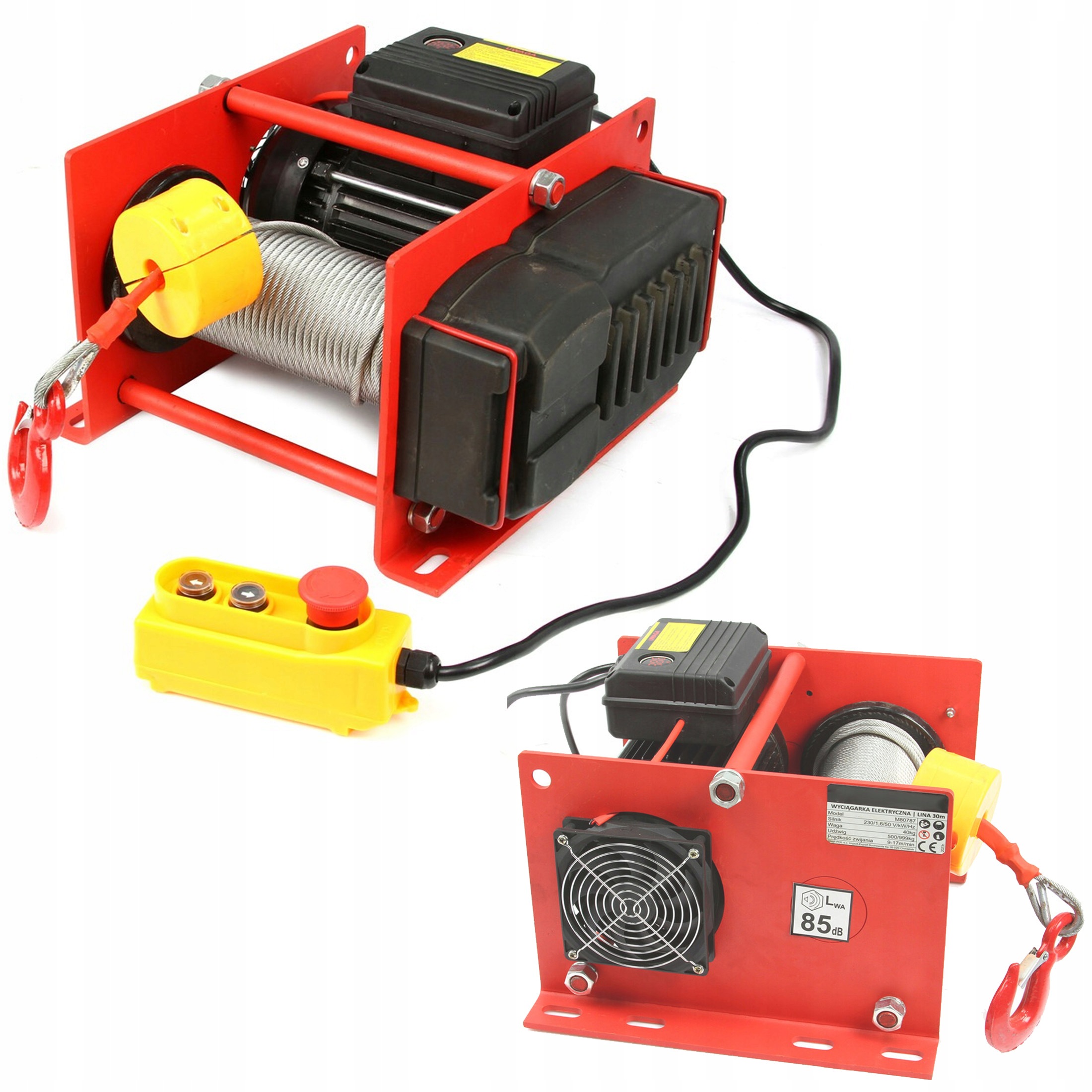 Elektrický Lanový Navijak 500/999 Kg 230 V Lano 30 M Dielenský Navijak