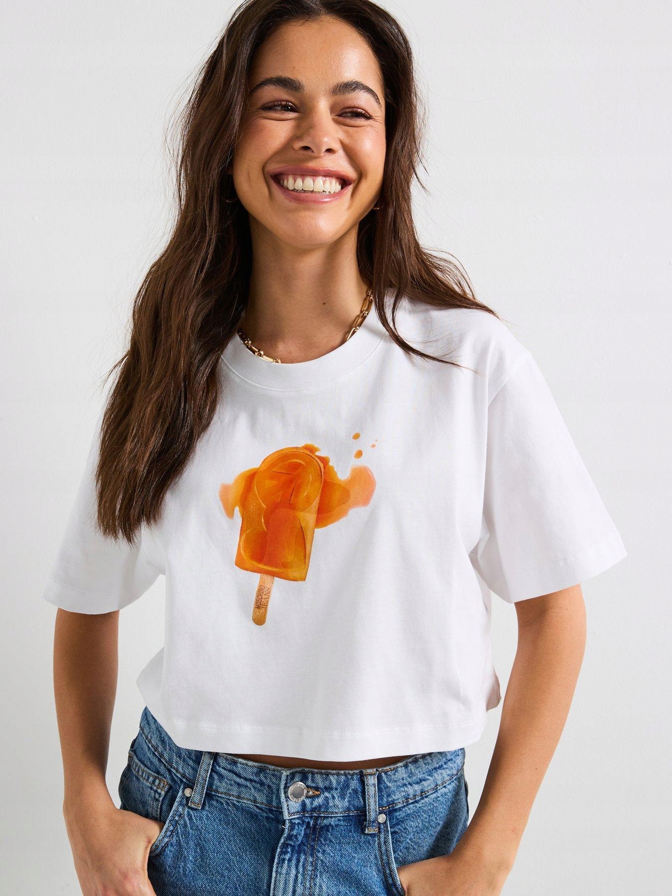 Moschino Krátké Dámské Tričko S Potiskem Xs