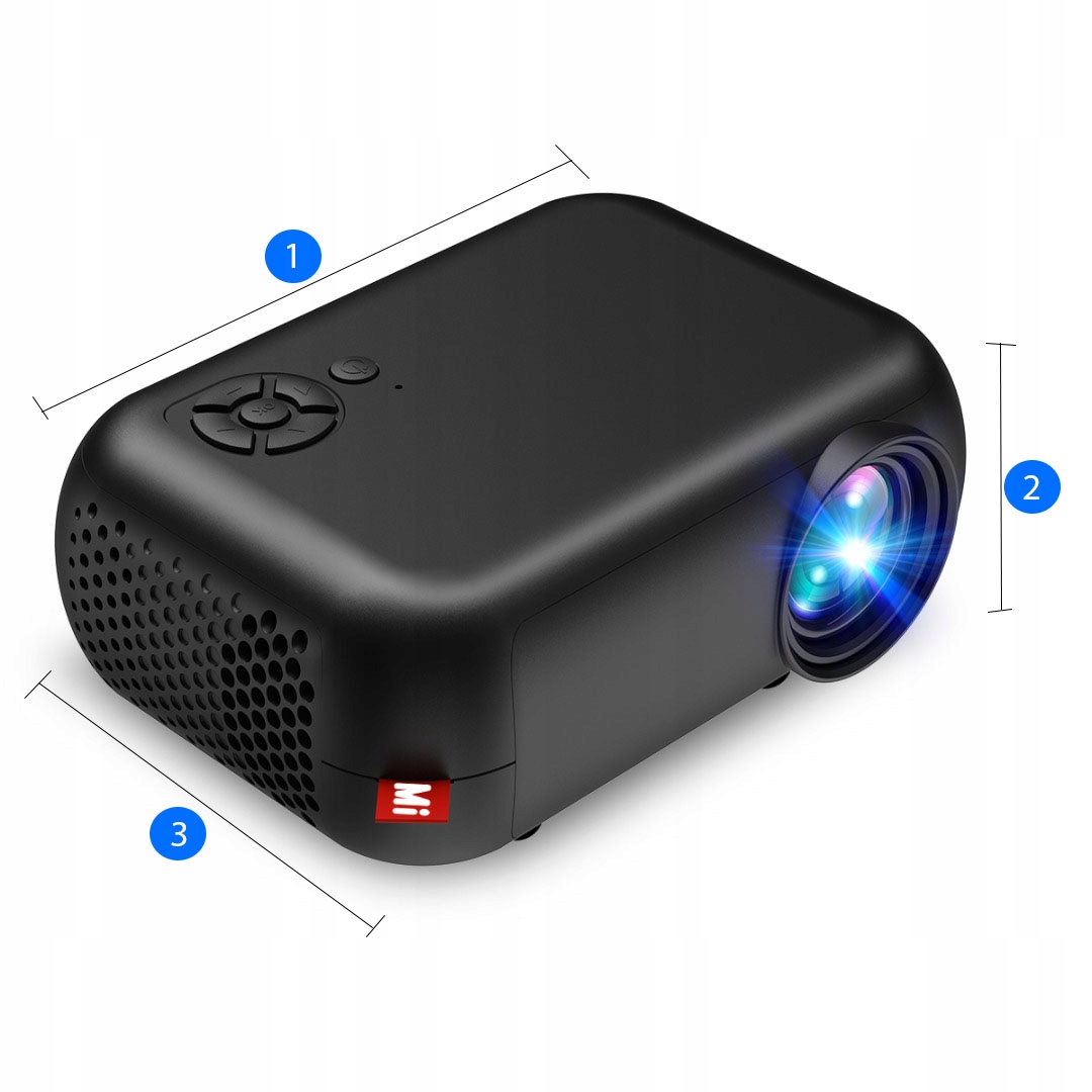 PRZENOŚNY RZUTNIK MINI PROJEKTOR LED FULL HD POWERBANK 1800lm DRMZ S10 Kolor czarny