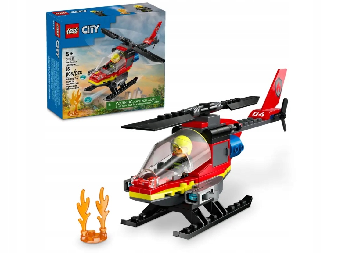 LEGO CITY Strażacki helikopter ratunkowy 60411 klocki 85 el. Stan opakowania oryginalne
