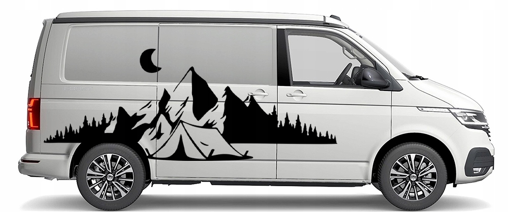 NAKLEJKA Grafika na kamper przyczepę MOUNTAINS GÓRY CAMPING LAS MOON 90x234 Producent MGDesign