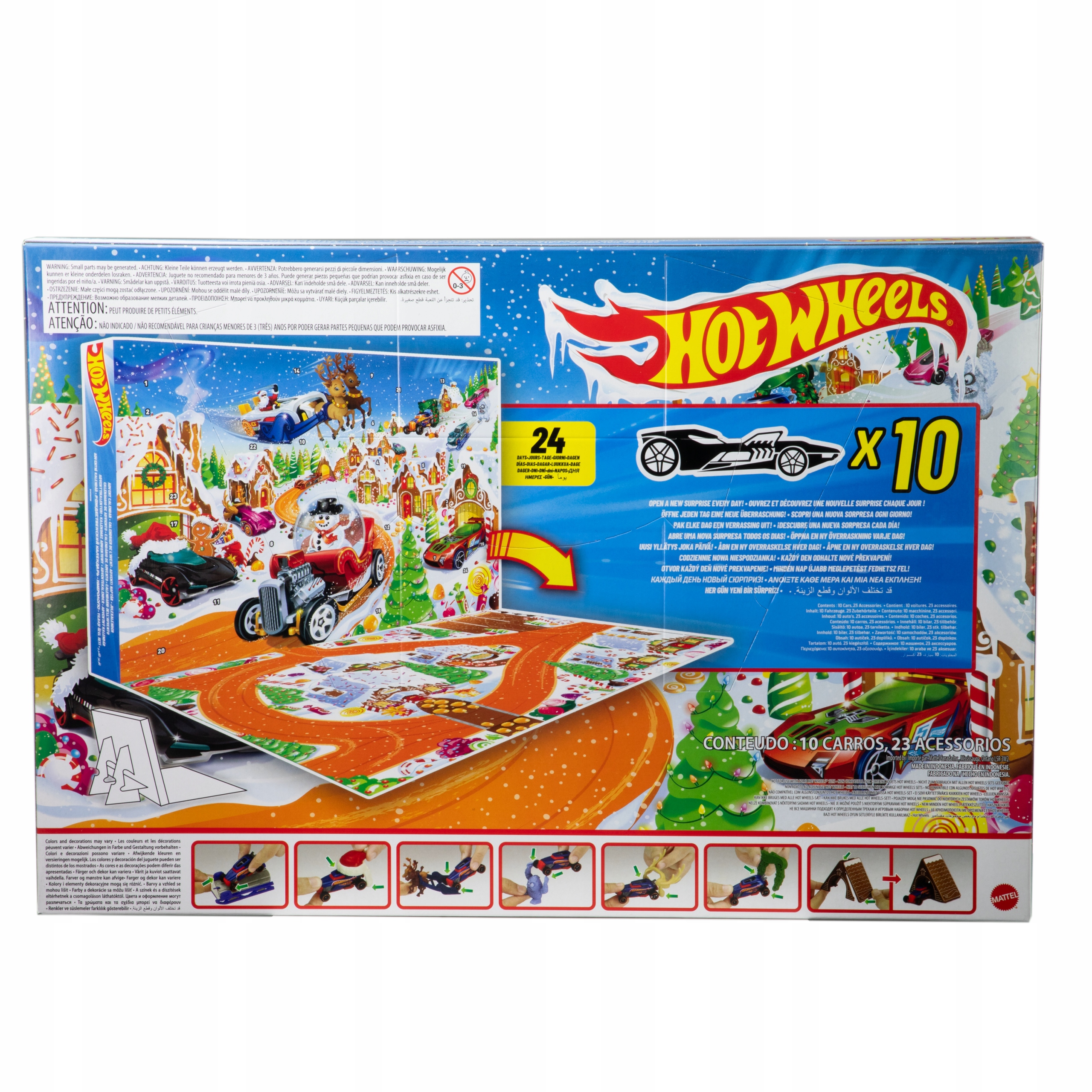 Адвент-календарь Hot Wheels 2025, 24 сюрприза, 10 машинок 1:64 — фото 6