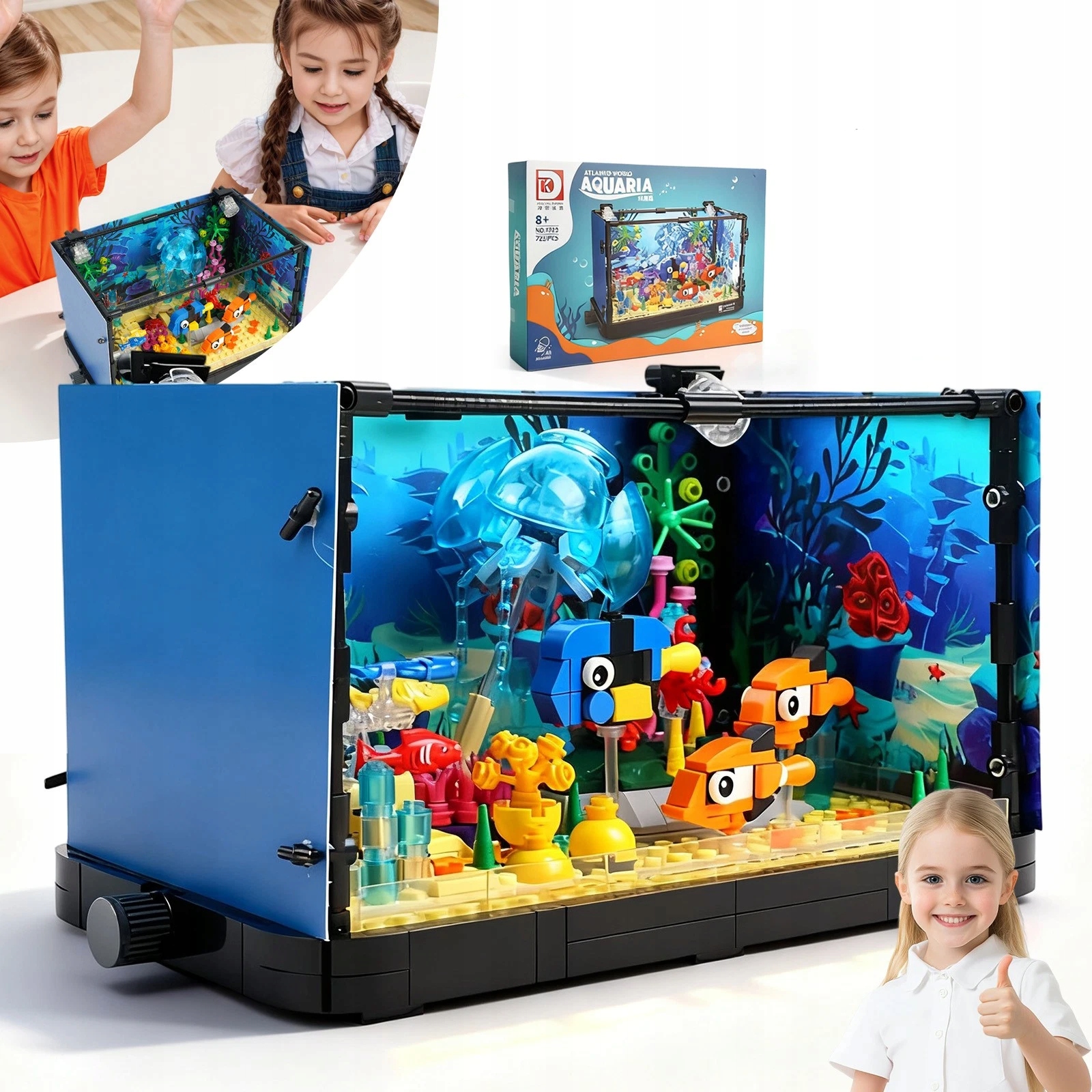 Klocki konstrukcyjne akwarium oceanarium Led 725 szt zabawka eduk