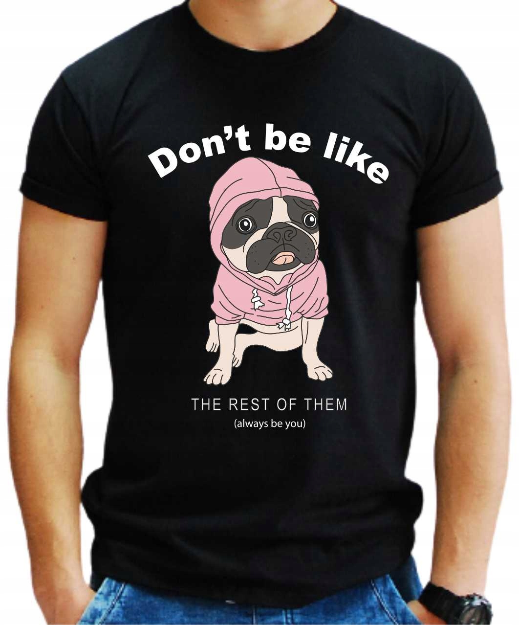 

Koszulka męska Mops Pug bawełniana z nadrukiem XL