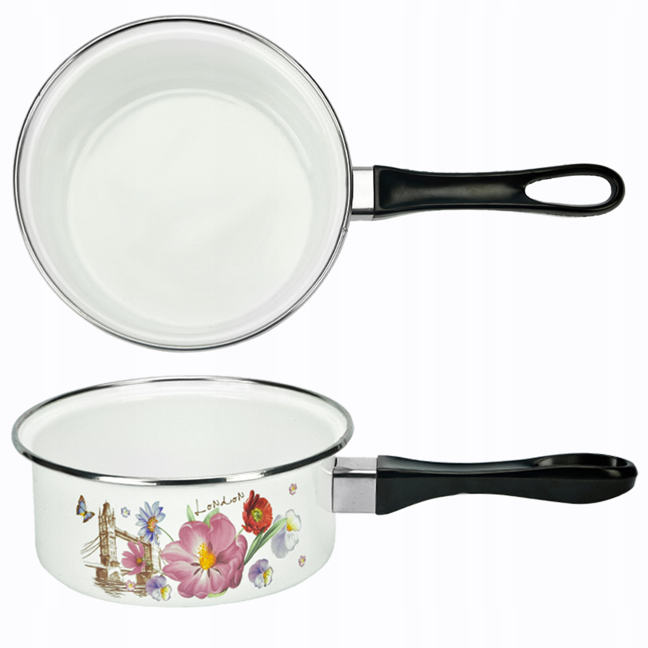 

Rondel emaliowany rondelek z rączką wzór 14 cm