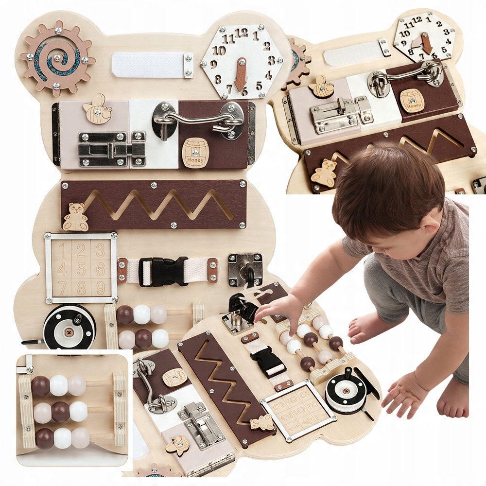 

Tablica Sensoryczna Manipulacyjna Montessori Bear