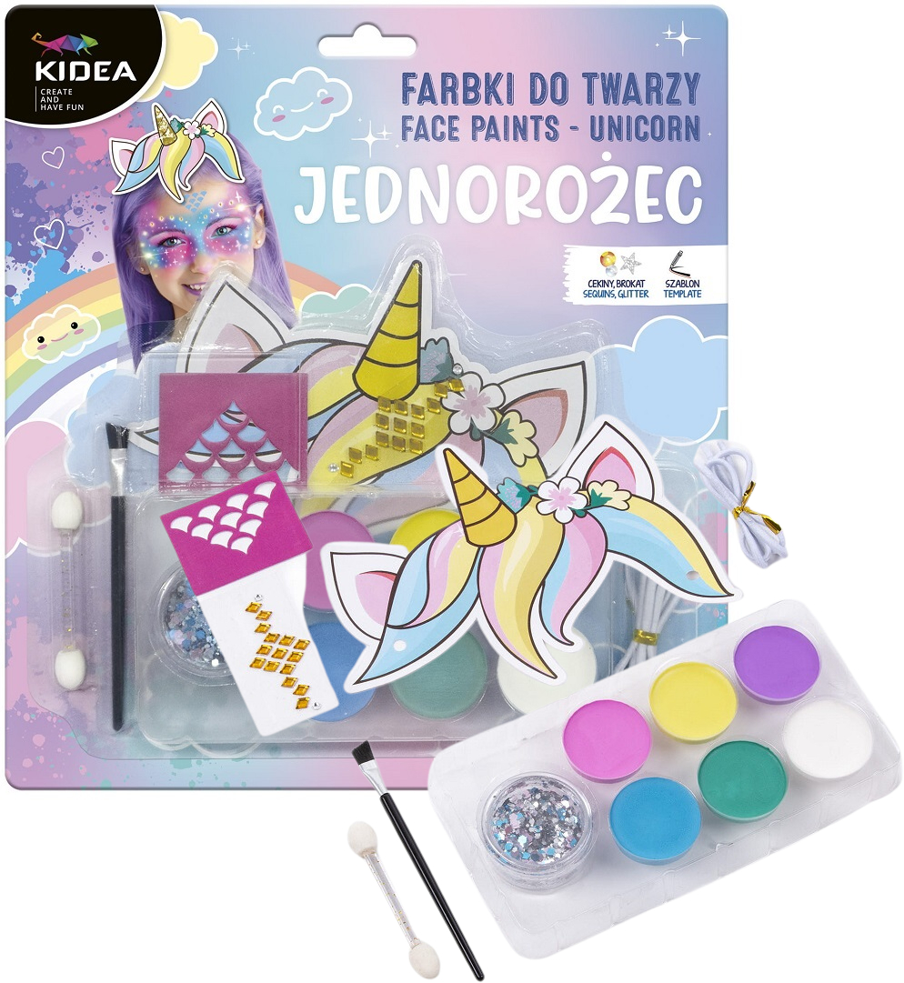 

Zestaw Do Malowania Twarzy Farbki Jednorożec Kidea