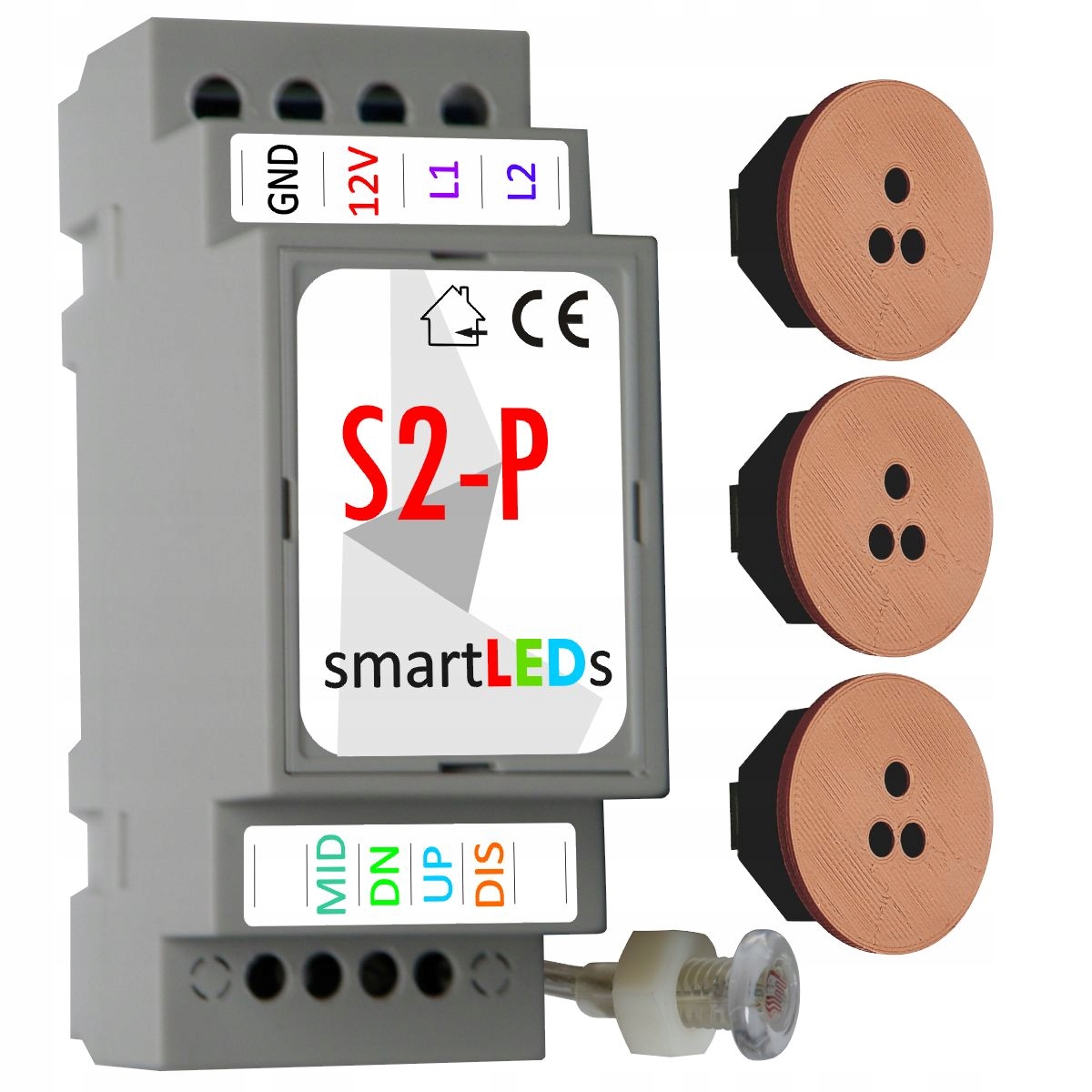 ZESTAW Sterownik schodowy smartLEDs S2-P + 3 Czujniki ruchu + Sonda światła