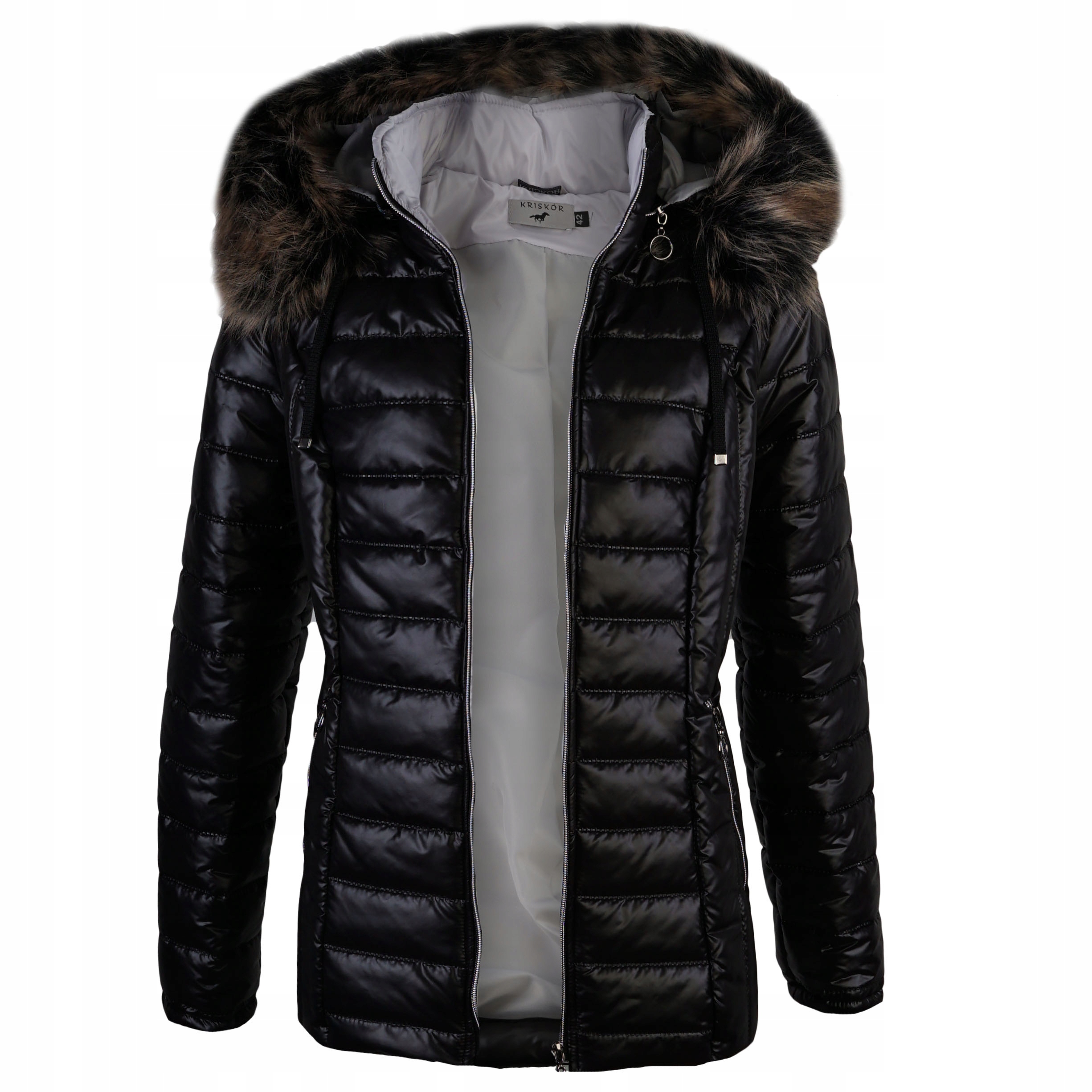 Damska kurtka zimowa pikowana Aster 02 Czarna 4XL