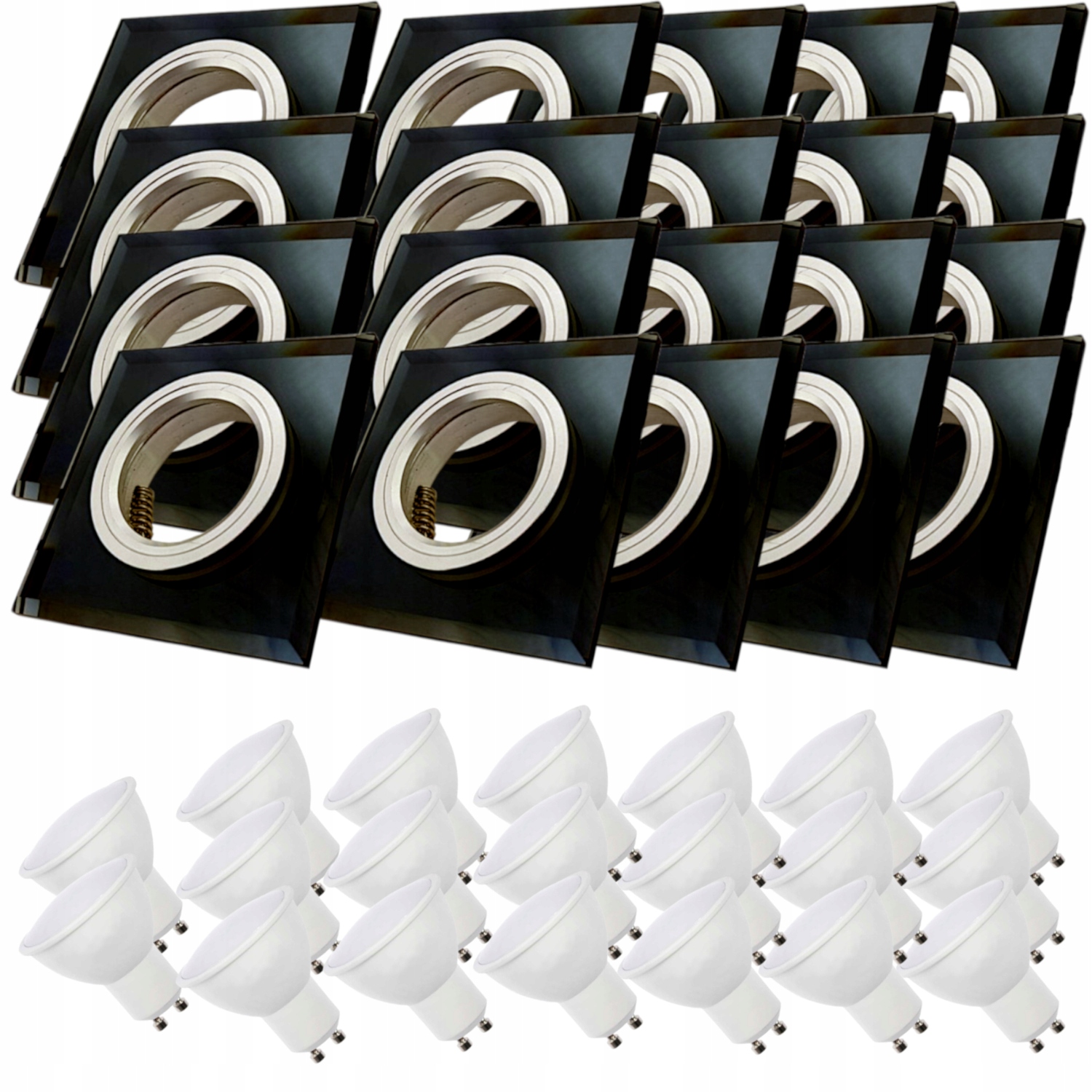 20x Černá Stropní Lampa Halogenová Objímka Sklo Led Žárovky 10W