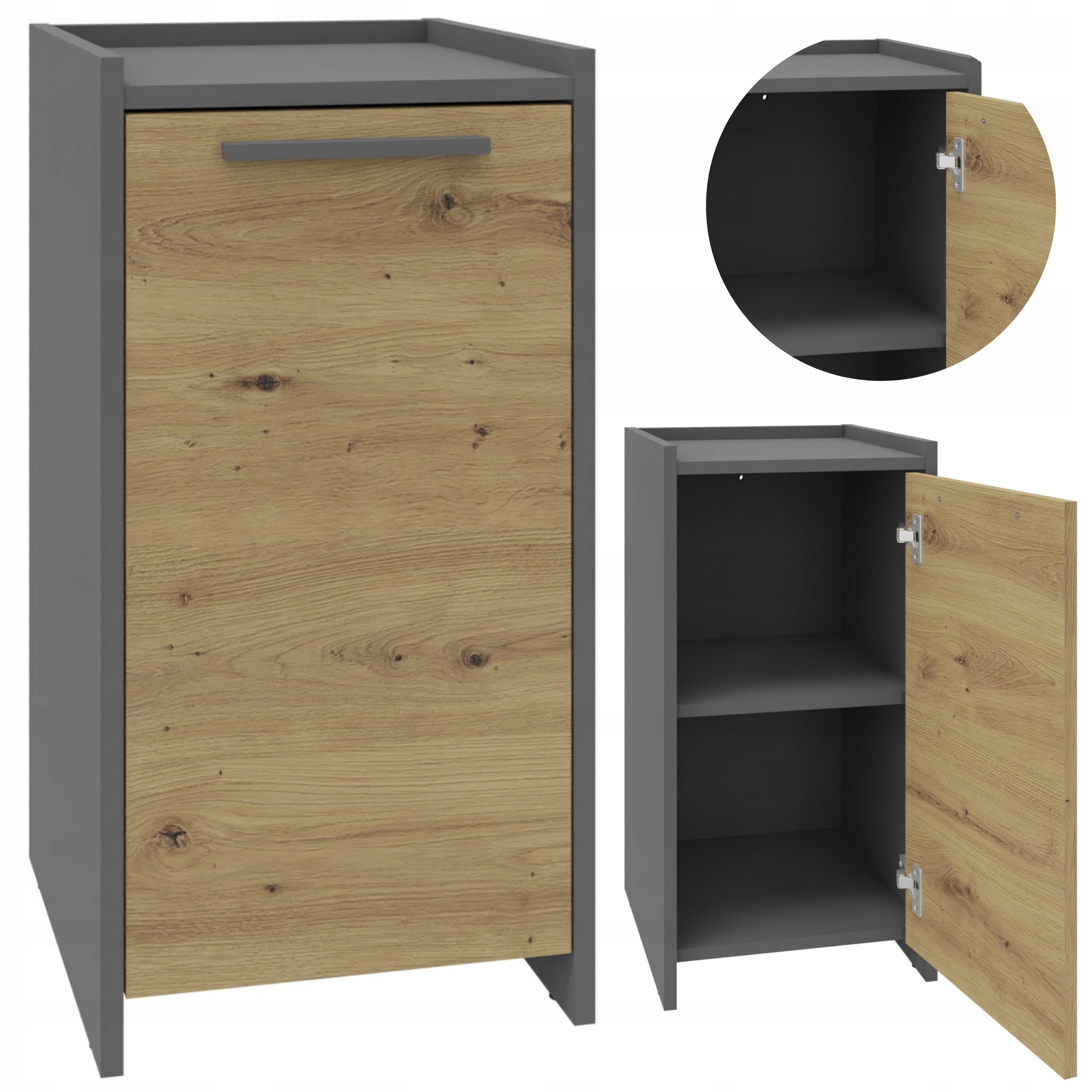 Komoda Altivo 1D dub artisan-antracit regál malá skrinka na oblečenie a hračky