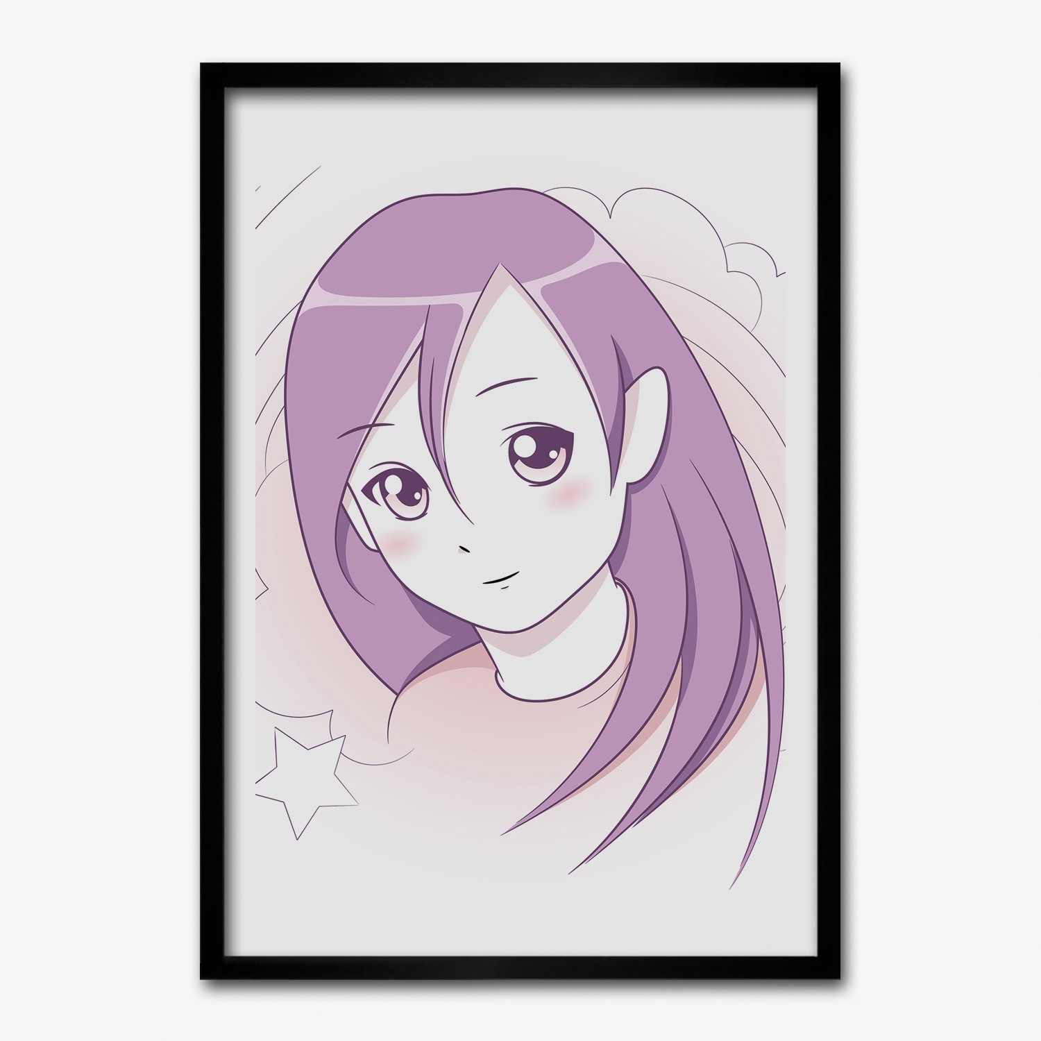 Nástěnný obraz v rámu Mdf Dívka manga 50x70