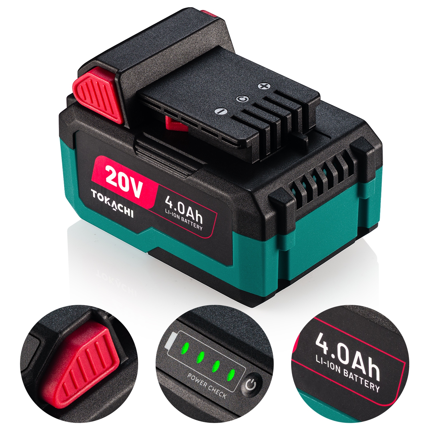Akumulator 4AH Bateria Do Elektronarzędzi 20V Mocna Li-ion Wskaźnik Tokachi