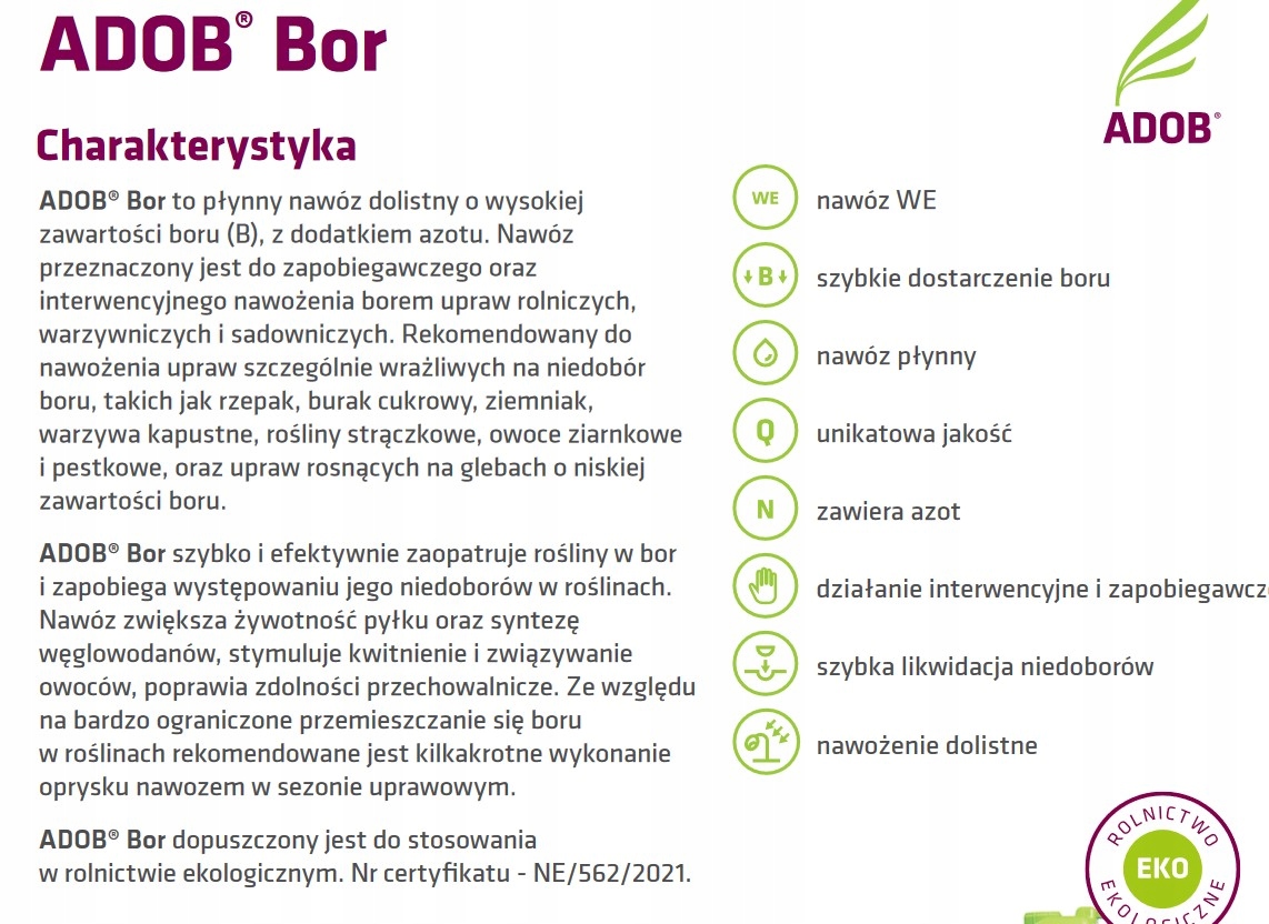 ADOB BOR 20L nawóz dolistny EAN (GTIN) 5906190620033
