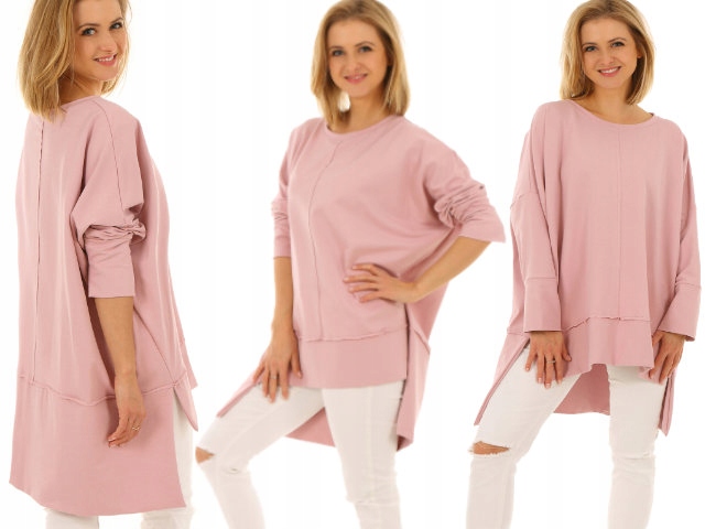 

F517 Luźna Bluza z przeszyciami