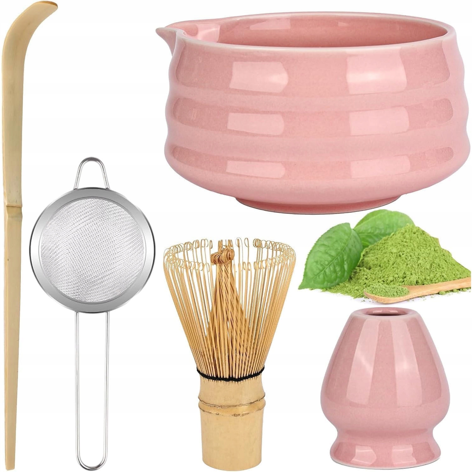 Levně 5 Sada na vaření Matchy Dárek Šlehací metla Keramická miska Filtr Lžíce
