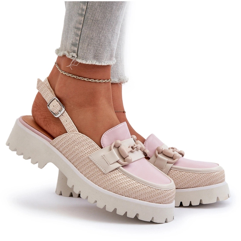 Dámské Sandály Módní Plochý Podpatek Ozdoba D&a MR38-656 Béžová 41