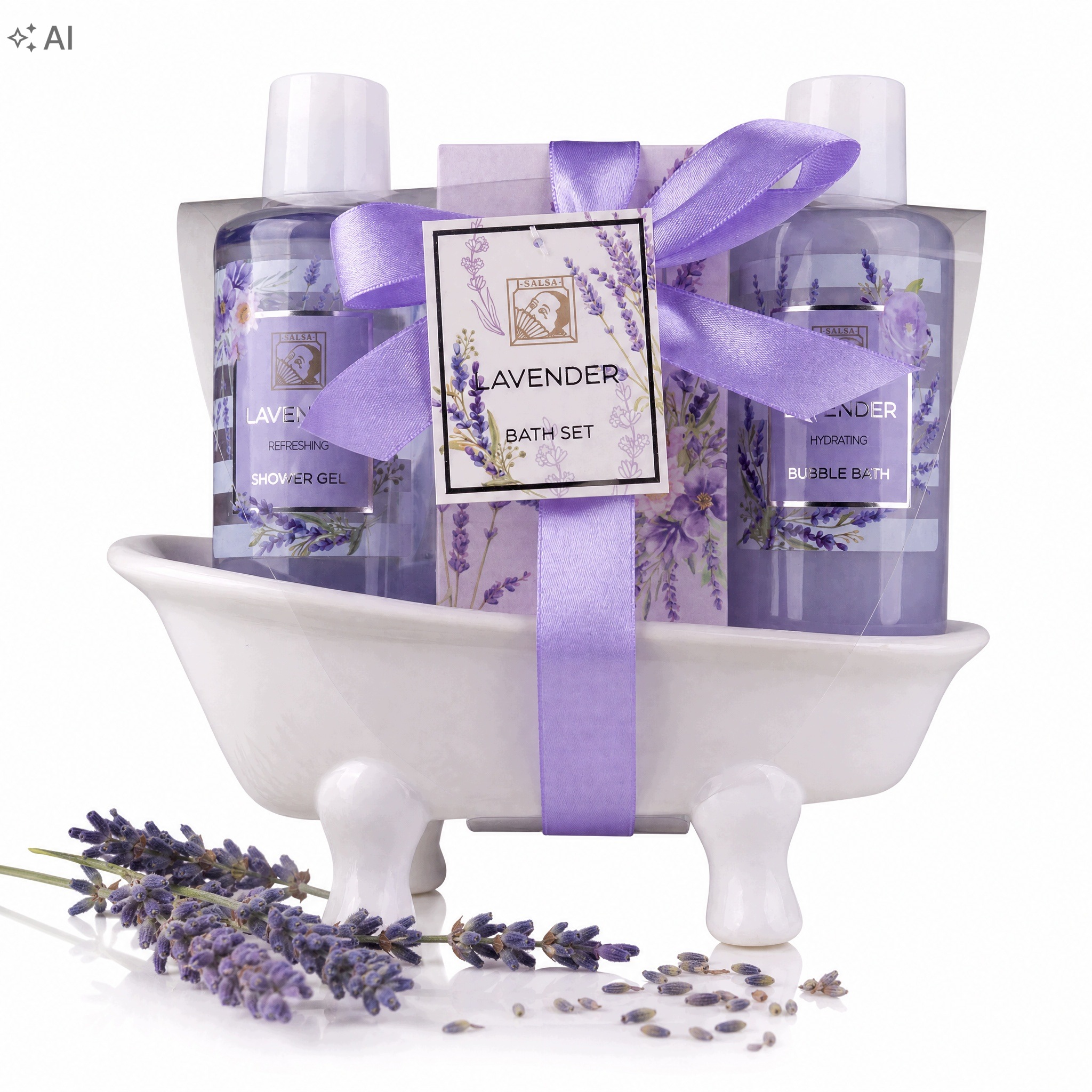 Zestaw Prezentowy Accentra Salsa Lavender Wanienka Ceramiczna Do Kąpieli