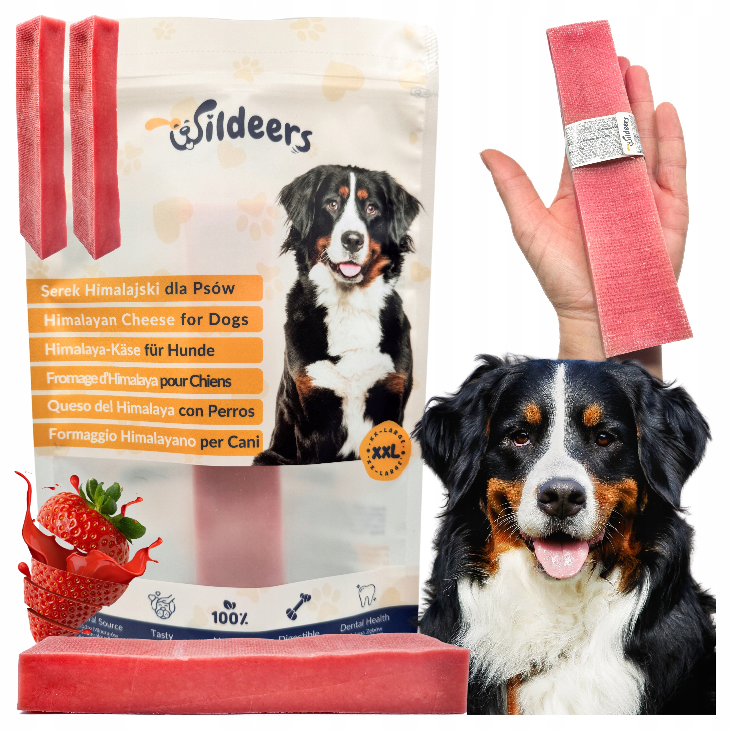 Levně Himalájské sýry pro psa jahodové 2 tvrdá kousátka pro zdravé zuby