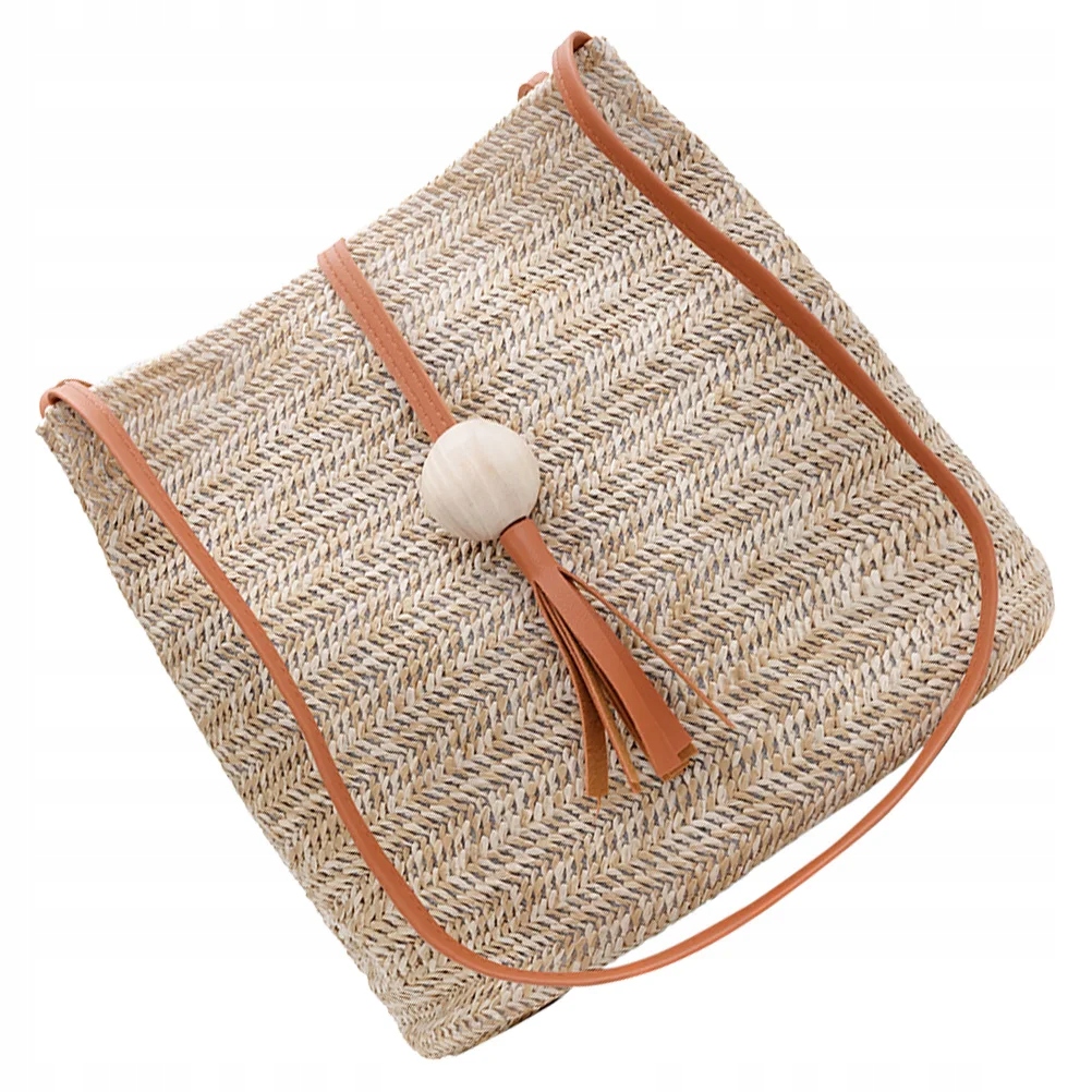 

Tkana torba plażowa Słomkowa torebka Bucket Casual