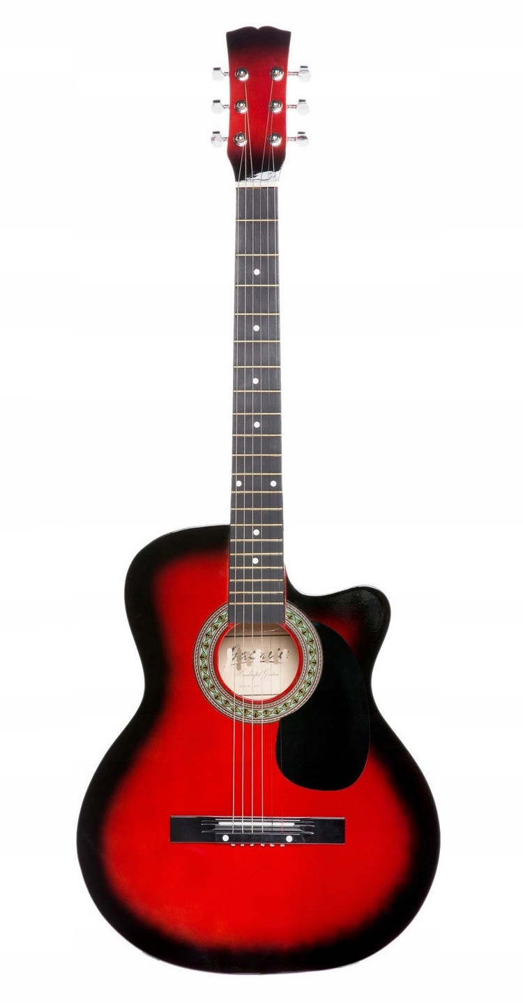 GITARA AKUSTYCZNA PEŁNOWYMIAROWA 4/4 MODENA K-30 + AKCESORIA + TUNER CZERW. Model E-30