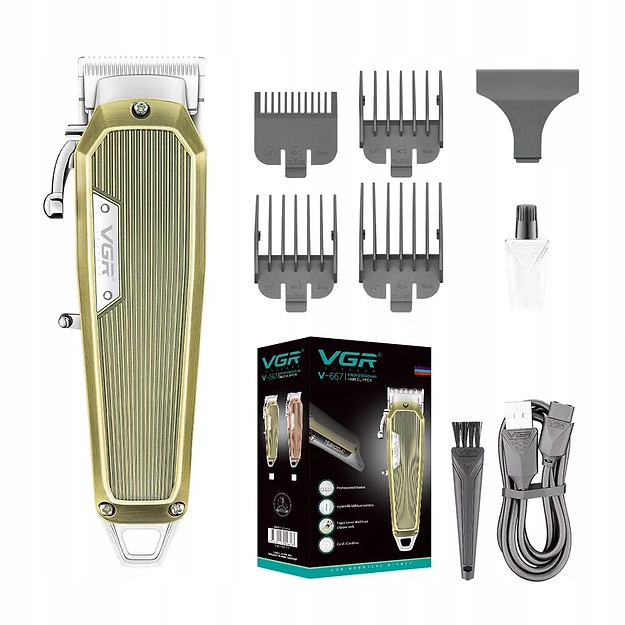 Vgr V-667 Retro strojek kovový barber zlatý