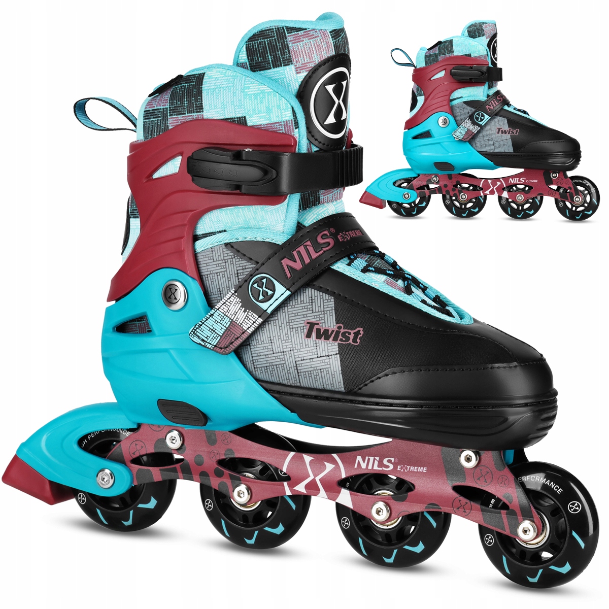 Kolečkové Brusle Nastavitelné Brusle 2V1 Pro Mládež Pro Děti I Dospělé, Kaučukové