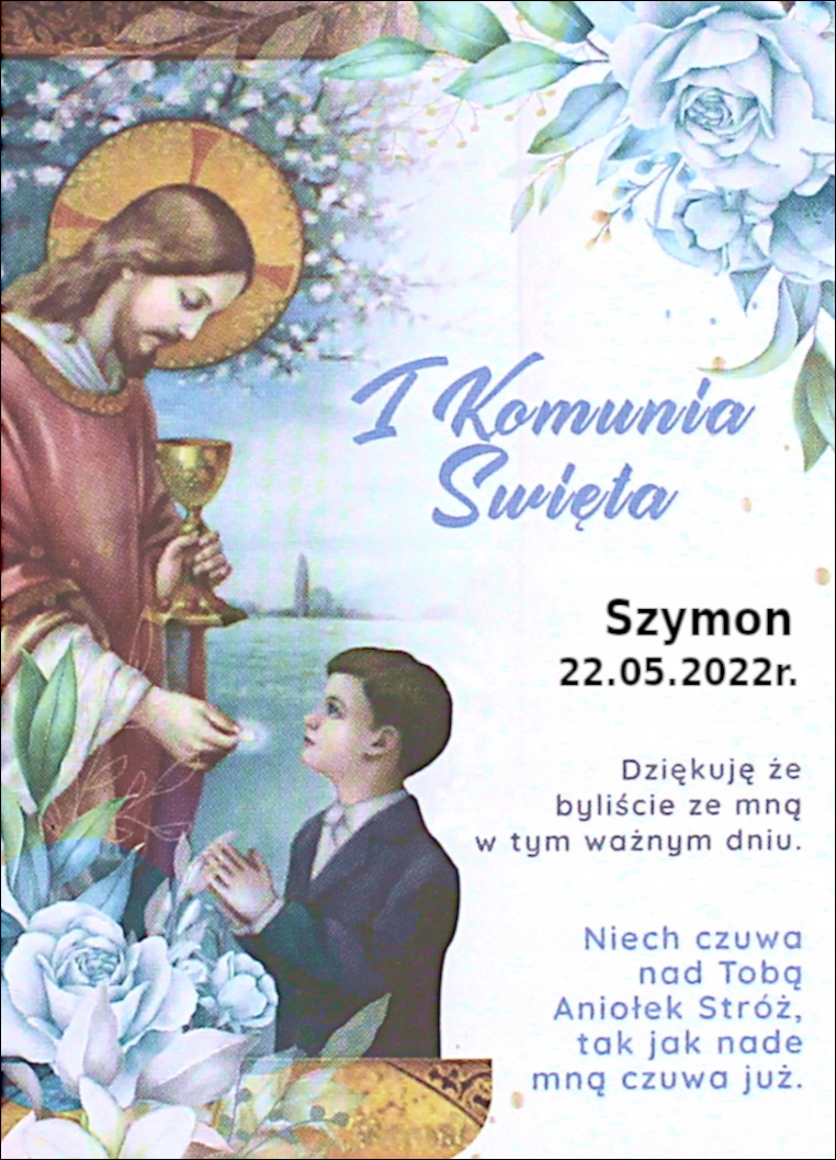 PODZIĘKOWANIE DLA GOŚCI PIERWSZA KOMUNIA ŚWIĘTA BRELOK PERSONALIZACJA ANIOŁ Marka bez marki