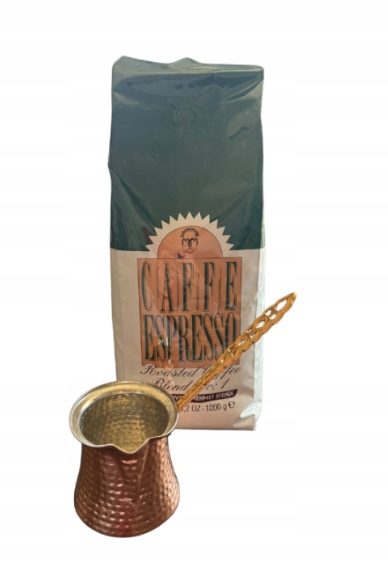 Levně Sada měděných kelímků 300 ml s zrnkovou kávou Mehmet Efendi 1 kg