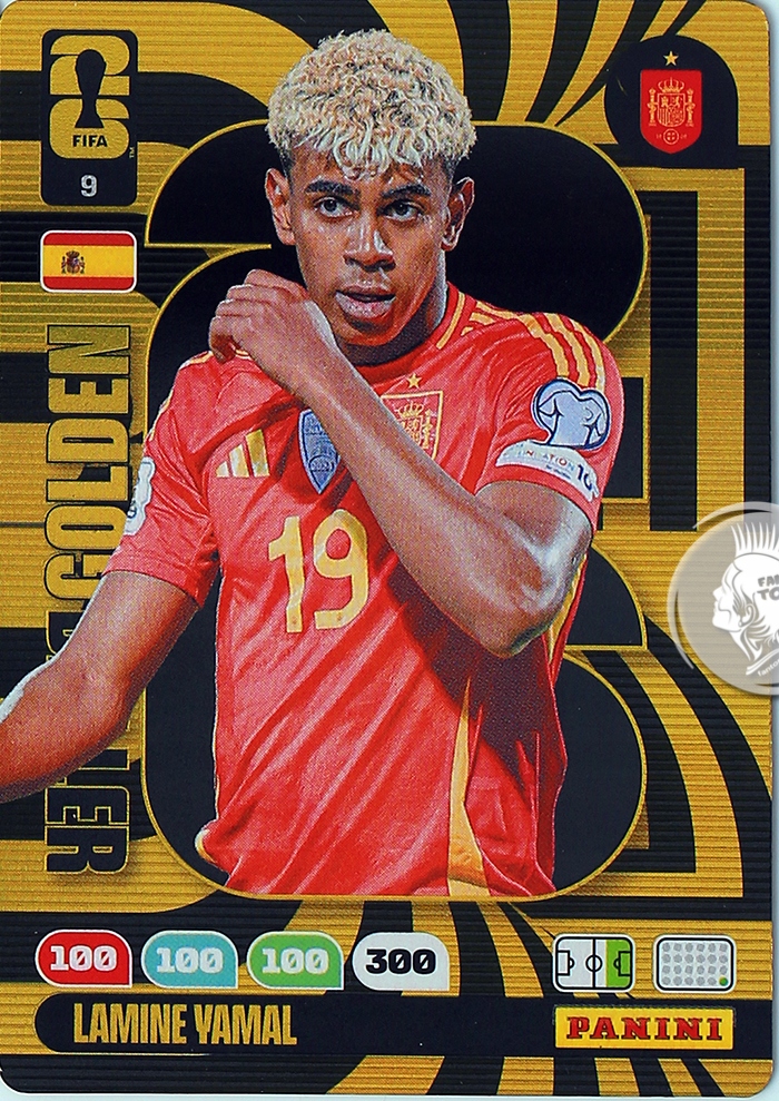 2026 World Cup Fifa Golden Baller 9 Lamine Yamal Rare panini Gold