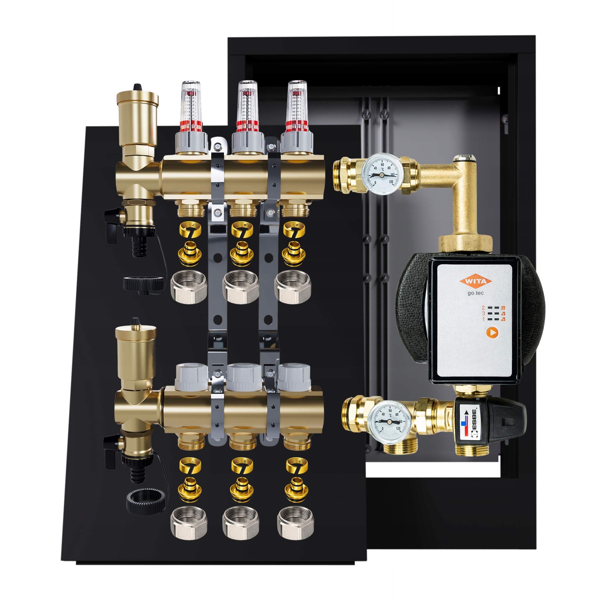 Rozdělovač pro podlahu 3 okruhy Nástěnná skříňka Čerpadlo Wita Pex