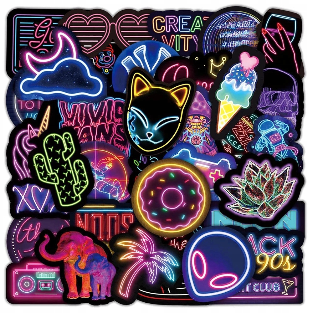 

Naklejki Wlepy Wodoodporne Bomb MIX Neon 50 szt