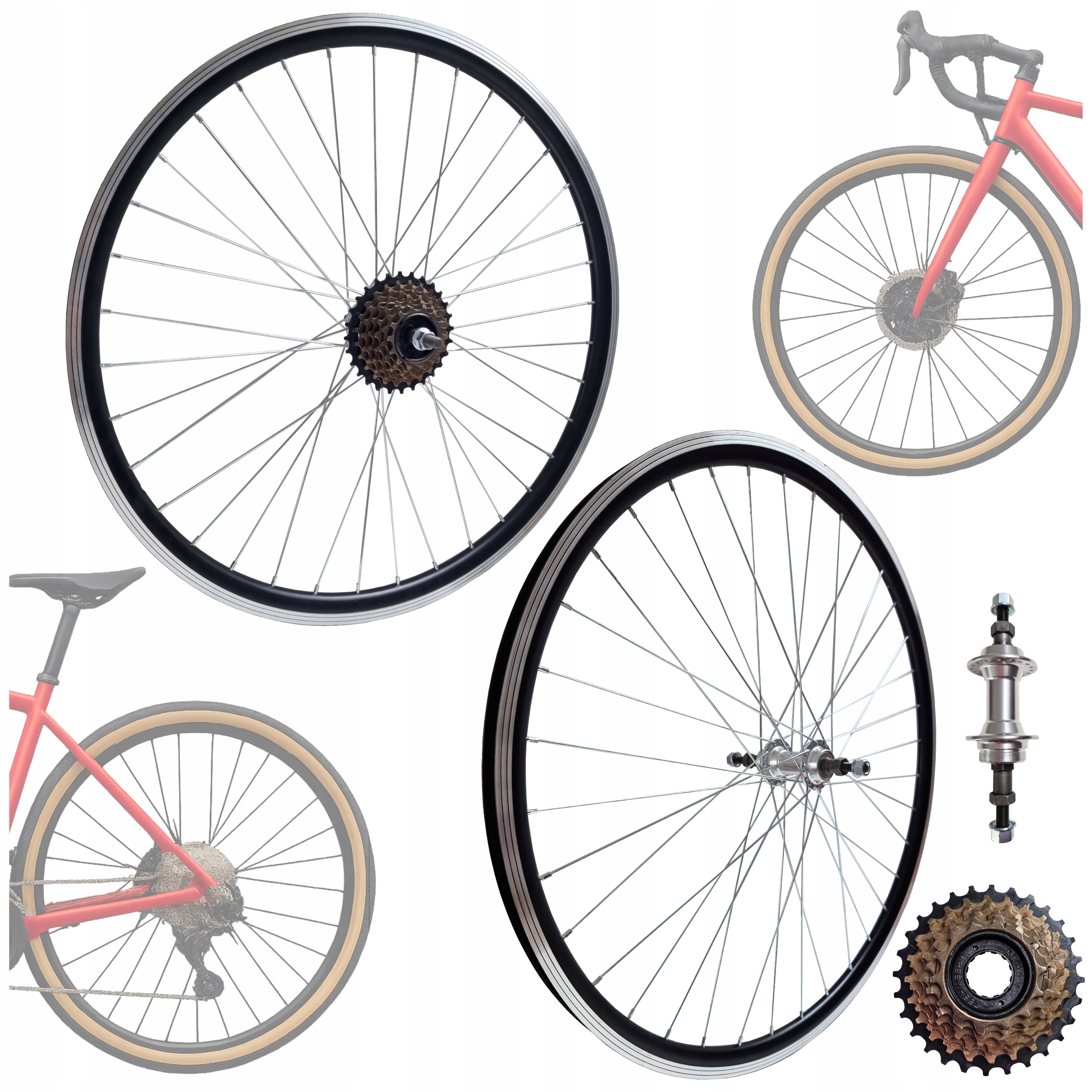 Sada kol na kolo 26 palců černá/stříbrná volnoběžka 7s