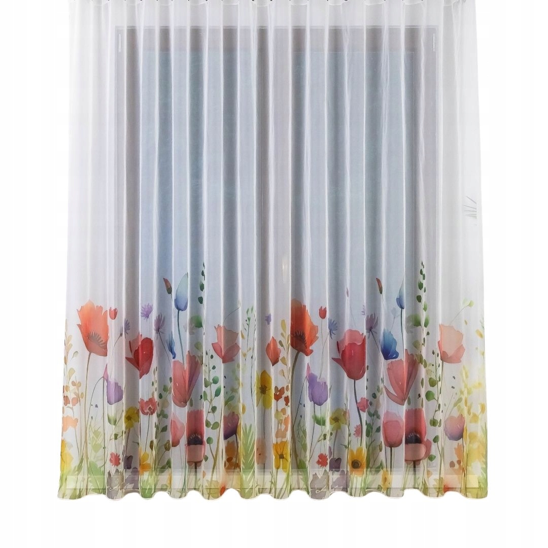 Záclona Hotová S Páskou, Barevné Máky 400x235