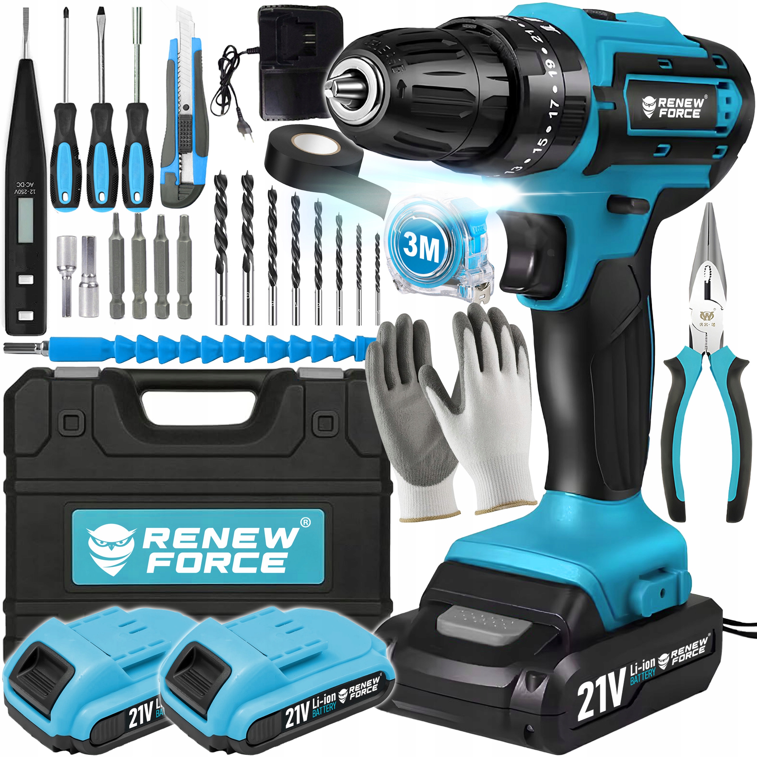 Wiertarko Wkrętarka Akumulatorowa Udarowa 2x Aku 21V zestaw Walizka Wydajna