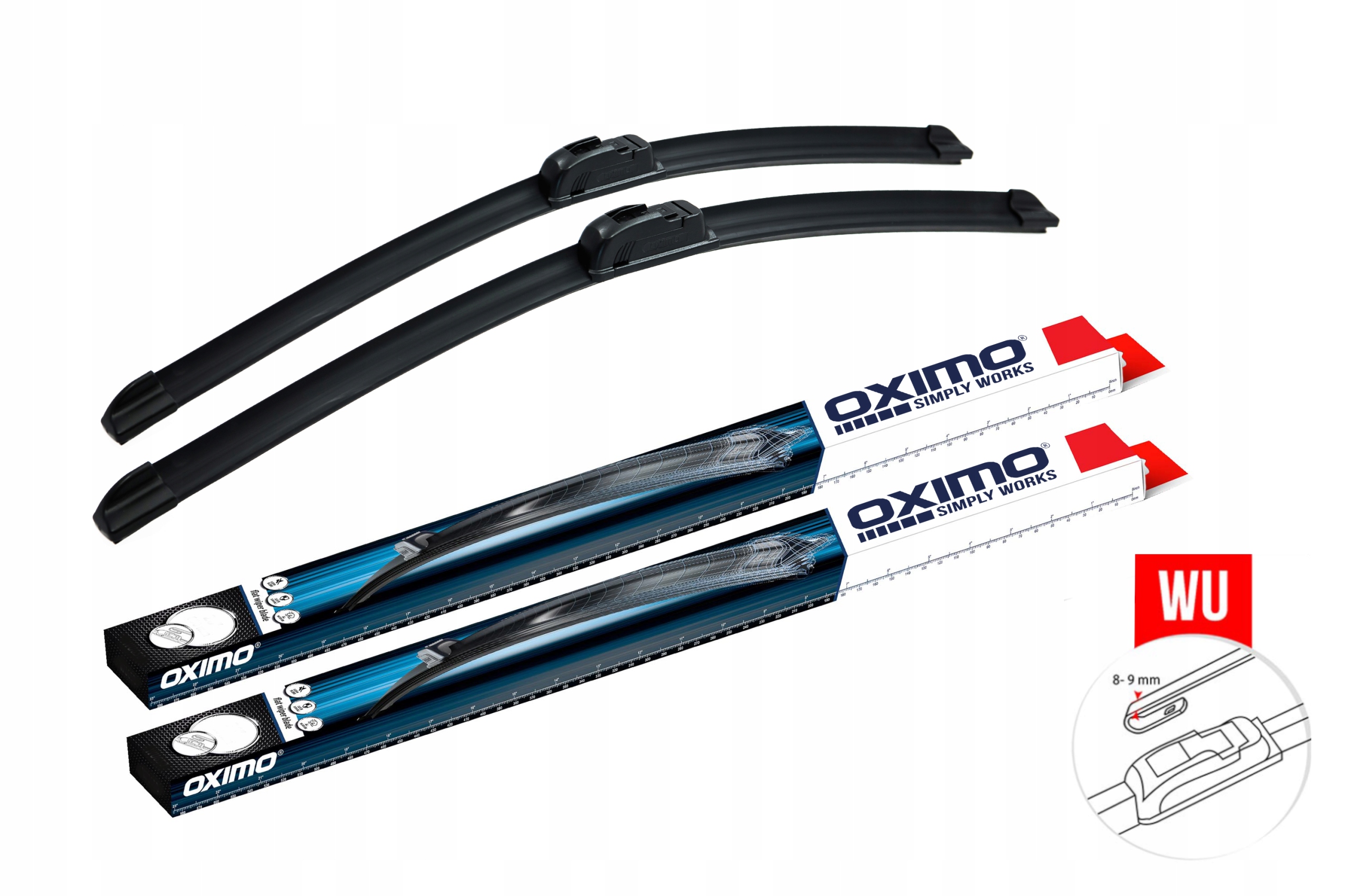 Wycieraczki Płaskie Oximo Hak U 650mm+400mm 65cm+40cm Zestaw WU650/WU400