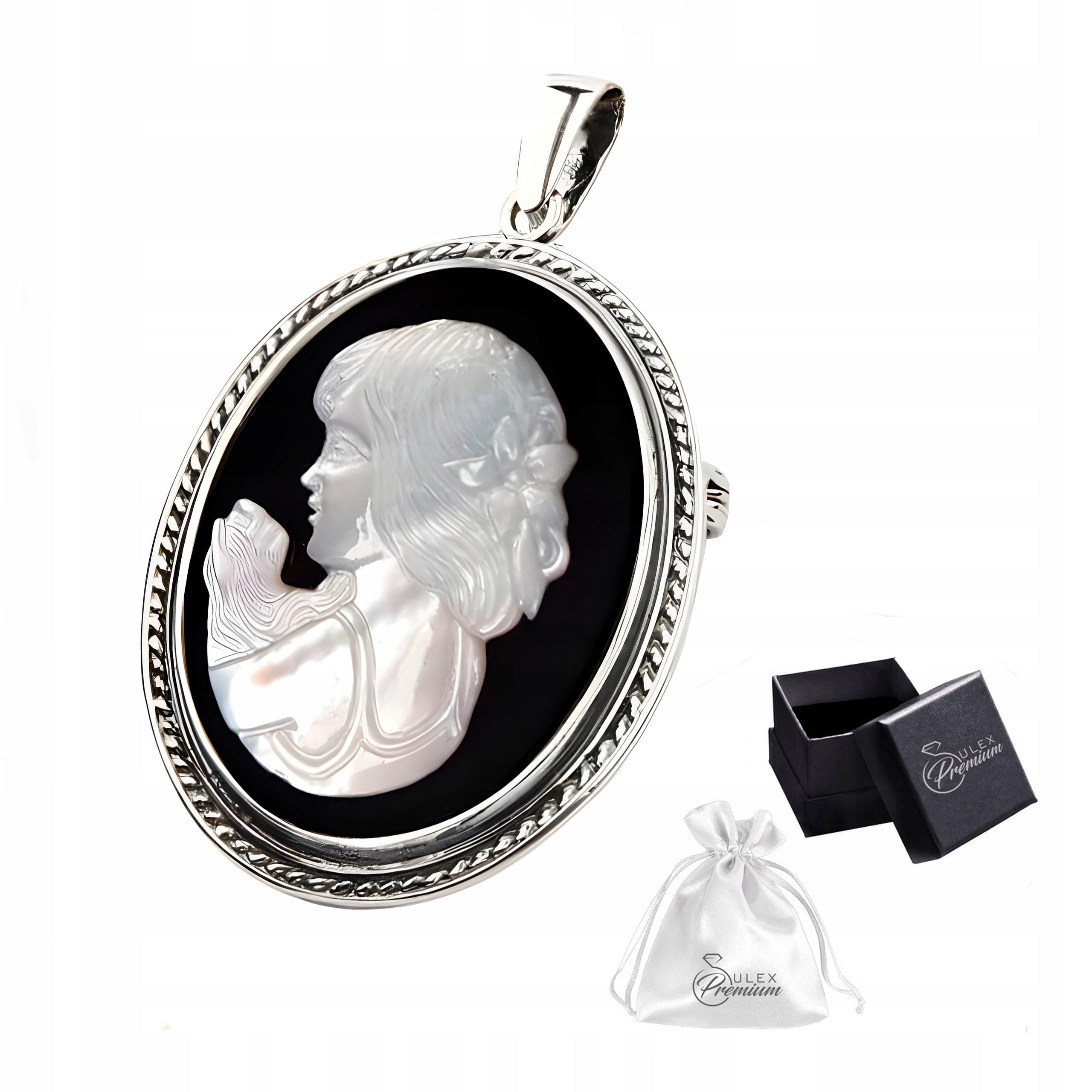 Brož Přívěsek stříbro 925 Krásný přívěsek z perlové hmoty Kamea pro ni