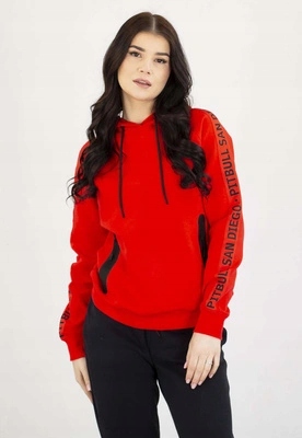 Mikina Pit Bull S Kapucí Explory Tape fluo červená