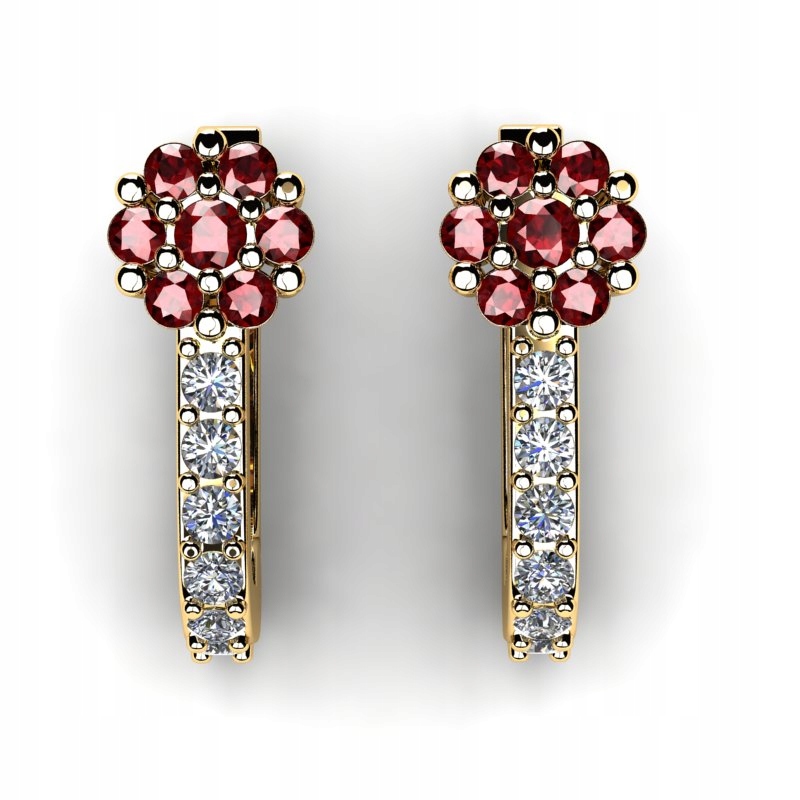 

Kolczyki Złote Gwiazdeczki Z Bordowymi Cyrkoniami