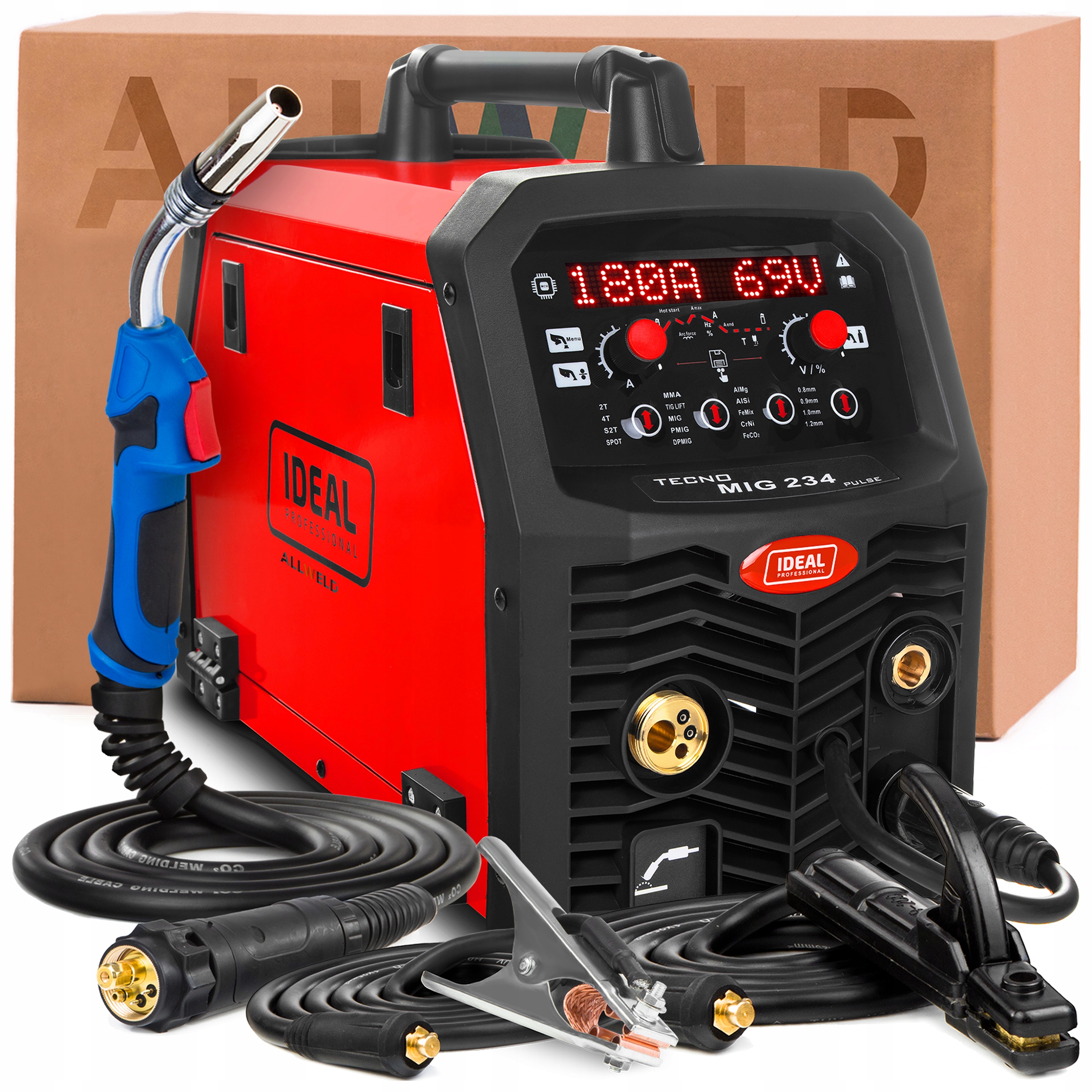 Spawarka Ideal Tecno Mig 234 Pulse 230V 200A Mma Tig DC Synergia Flux Spot