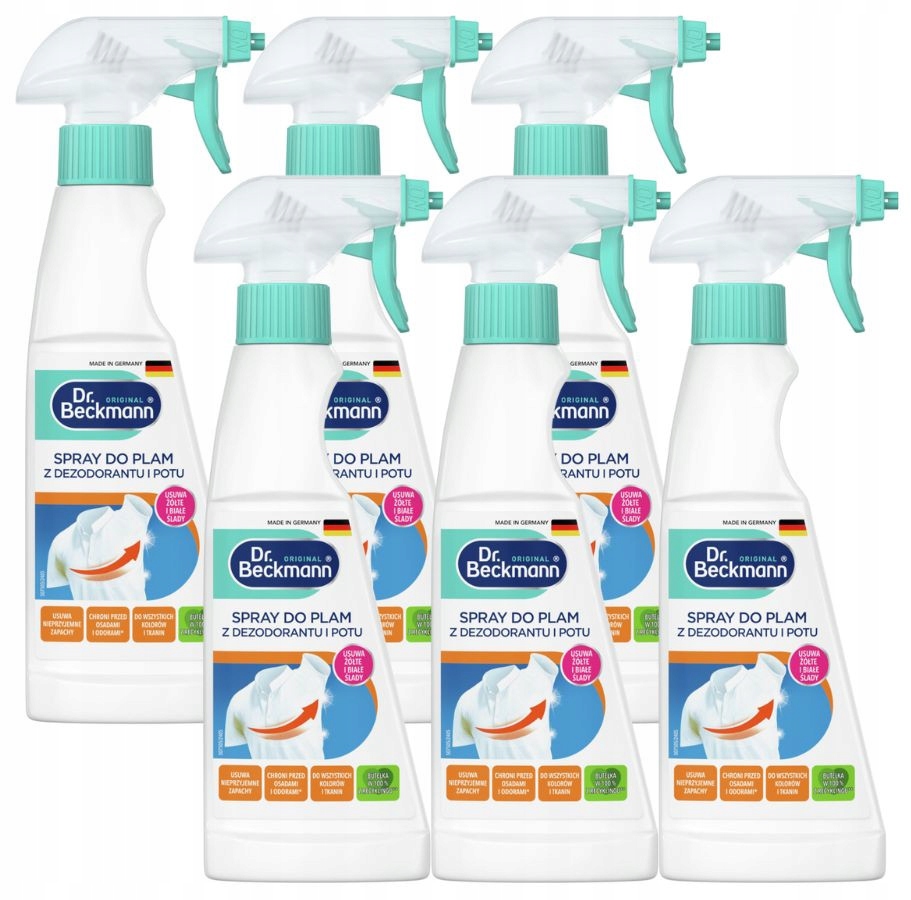 6 x Dr. Beckmann Odstraňovač skvrn Sprej na skvrny z deodorantu a potu 250 ml