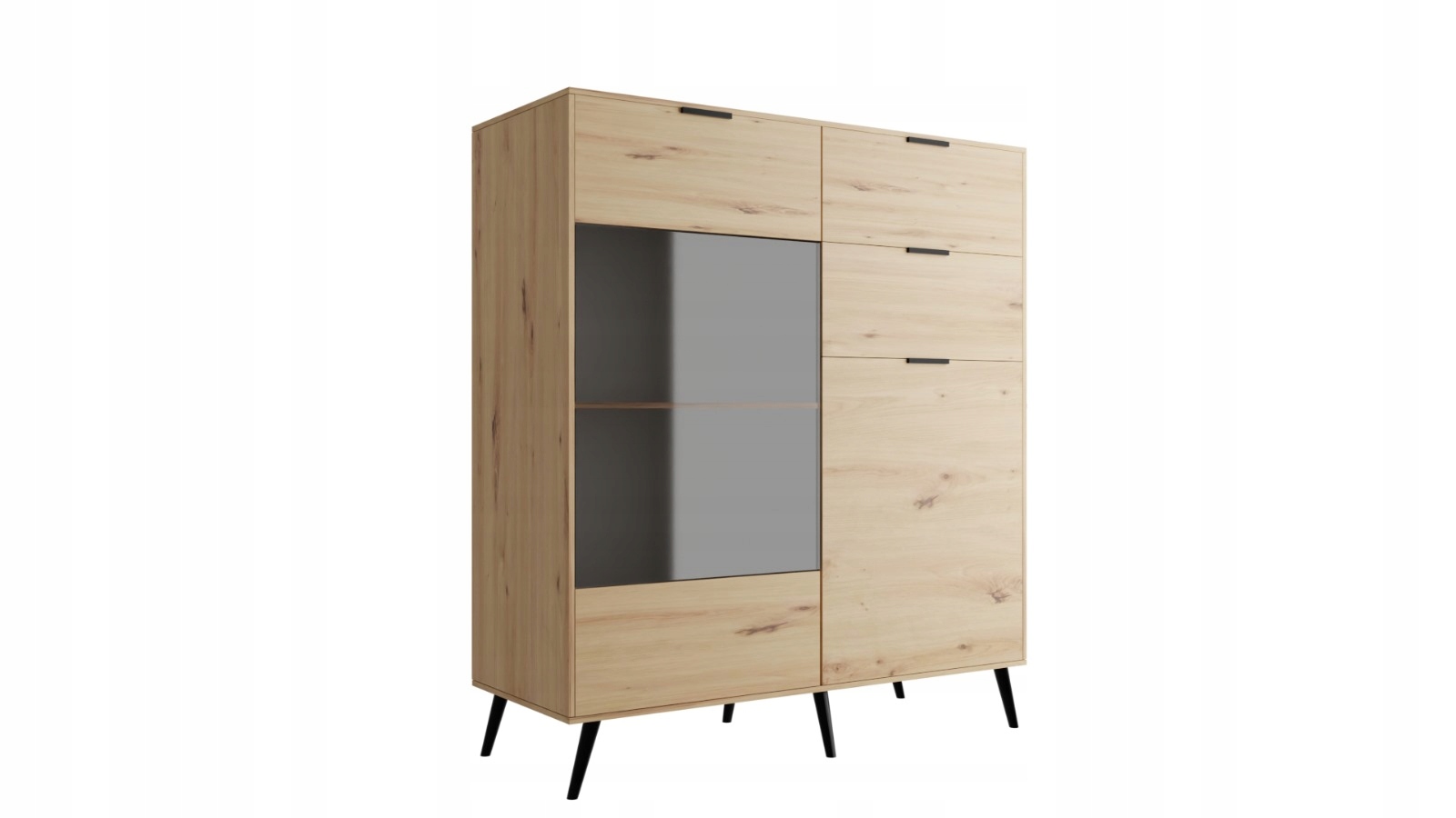 Komoda Lozanne z 2 Szufladami i Witryną - Dąb Artisan