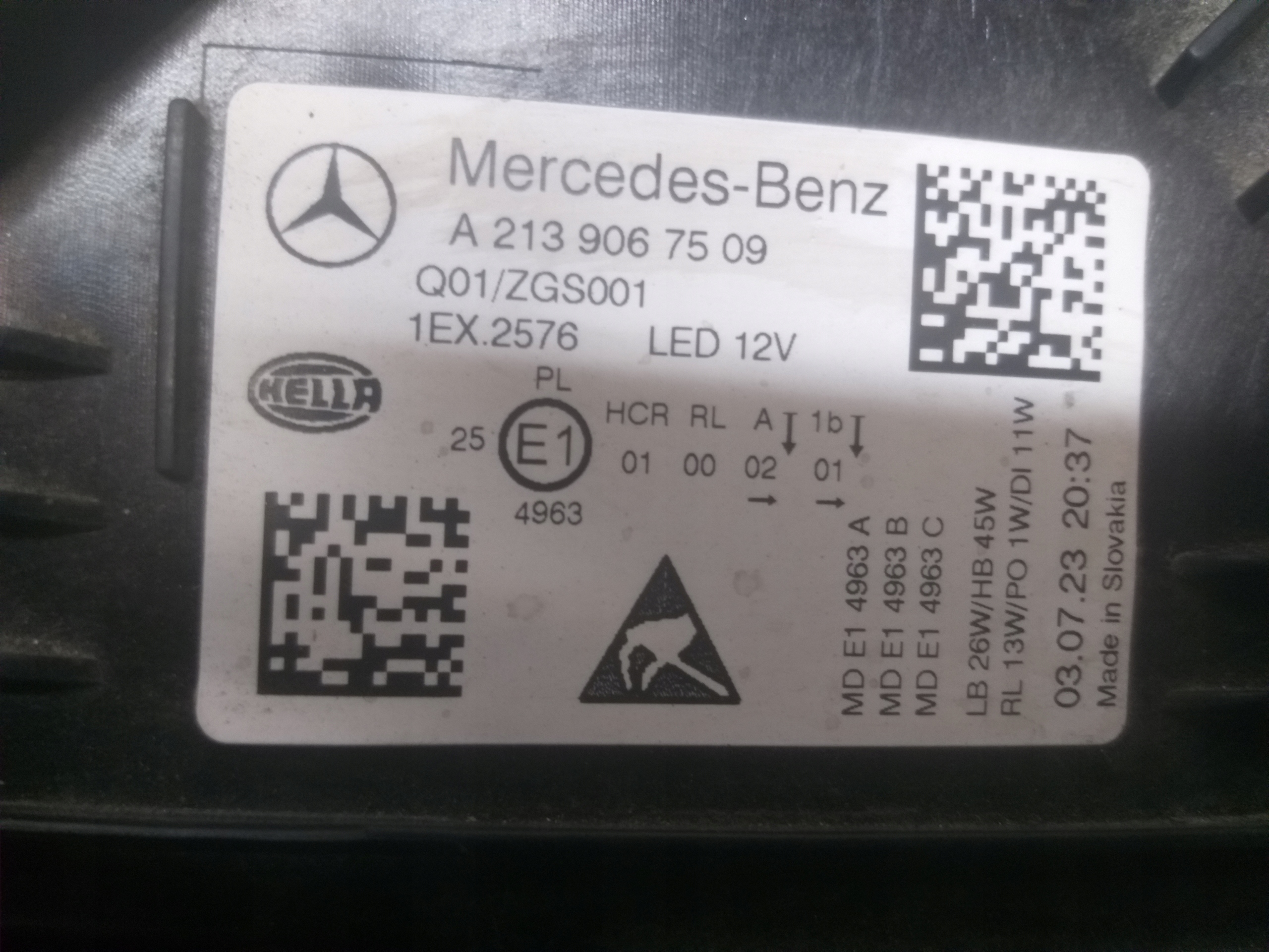 light front left MERCEDES E KLASA W213 LIFT FULL LED A2139067509